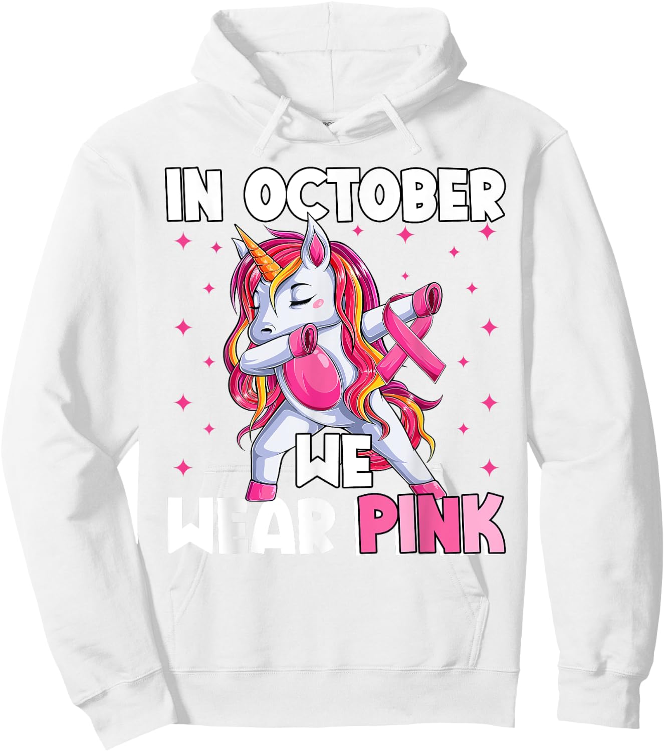 Breast Cancer Girls Kids, Unicorn In October We Wear Pink Hoodie - Hoodie | White