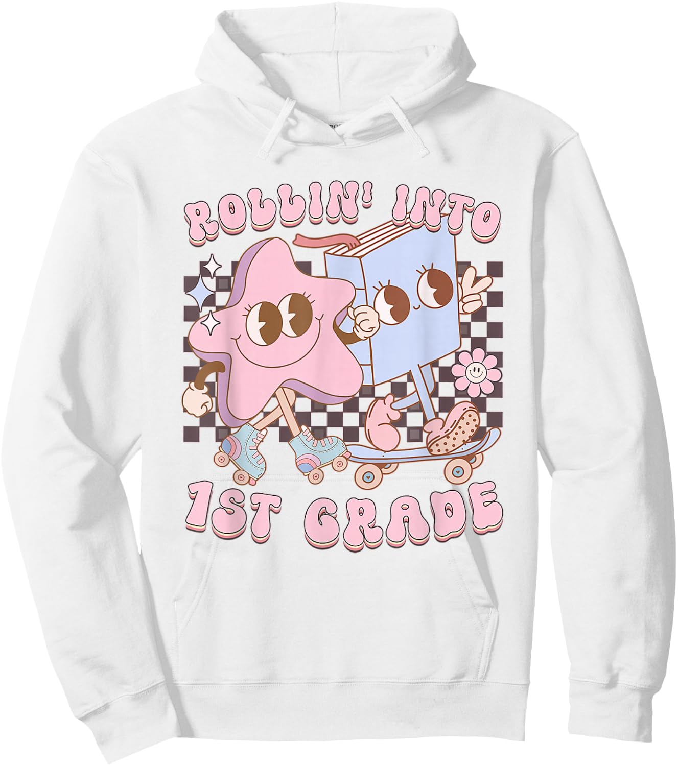 Retro Rolling Into First Grade First Day Of School Kids Hoodie - Hoodie | White