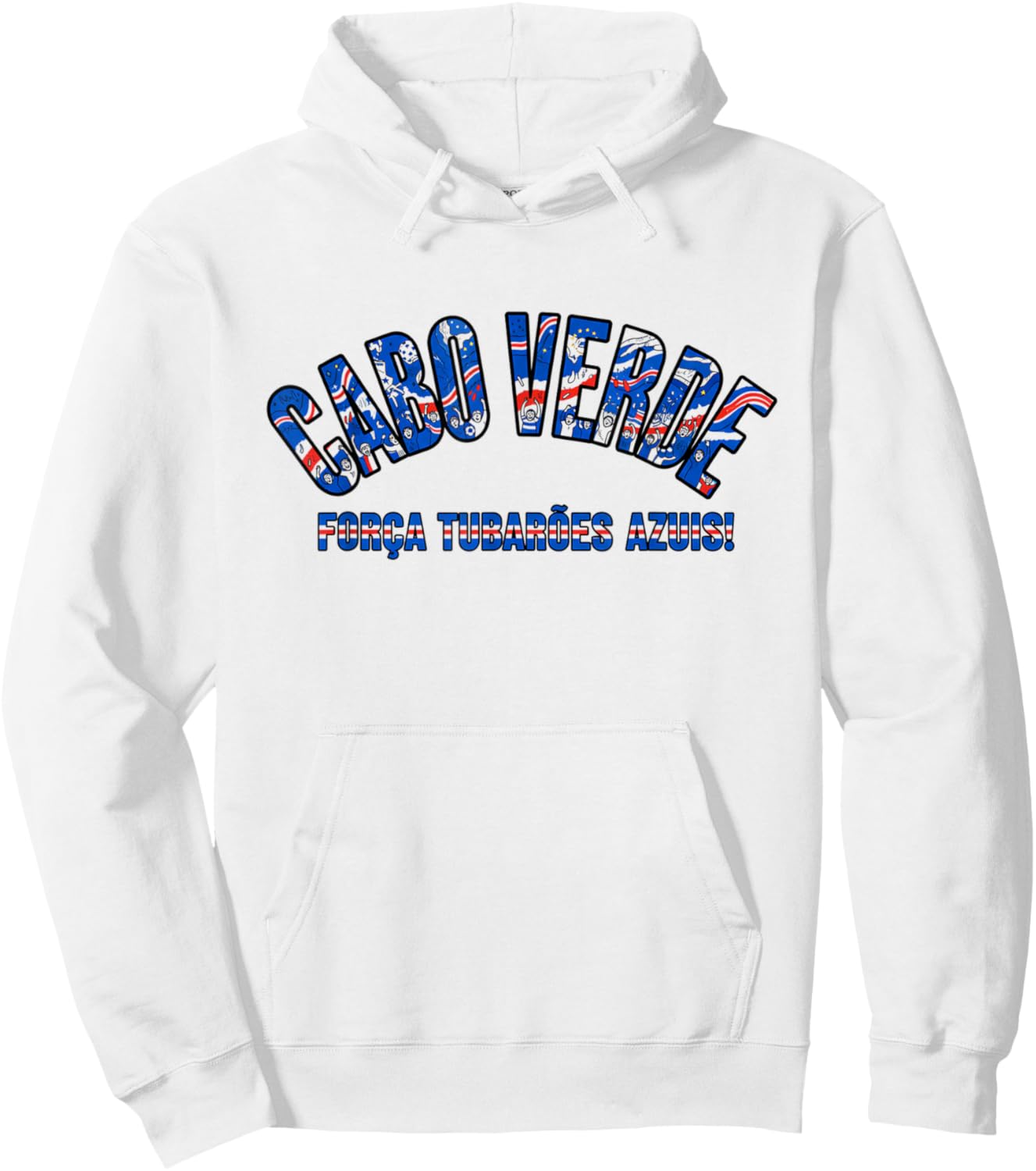 Maillot de Supporter de Football 2026 Cabo Verde Forca Tubaroes Azuis Hoodie - Hoodie | White
