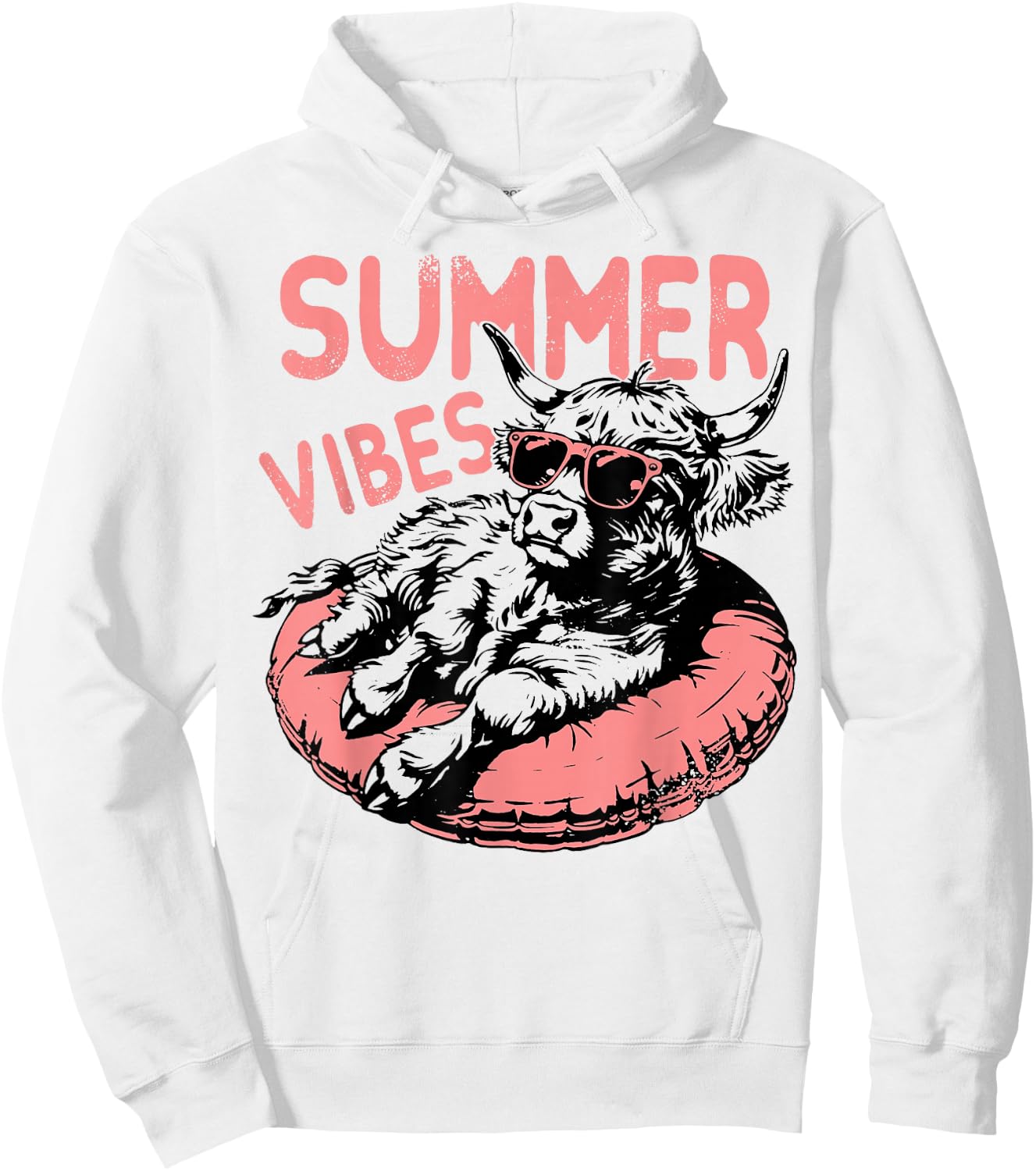 Summer Vibes Cute Sunglasses Cow Float Swimming Hoodie - Hoodie | White