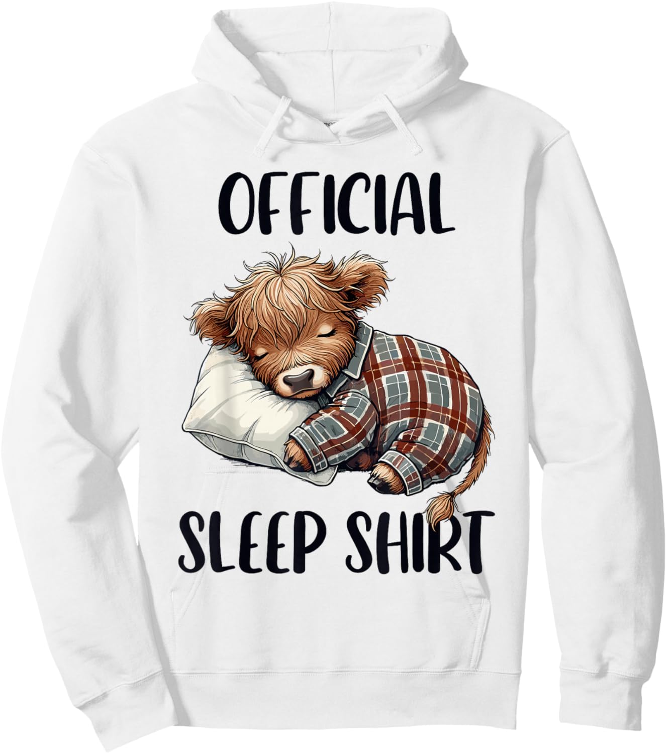Highland Cow, Nightgown Nightshirt Official Sleepshirt Sleep Hoodie - Hoodie | White