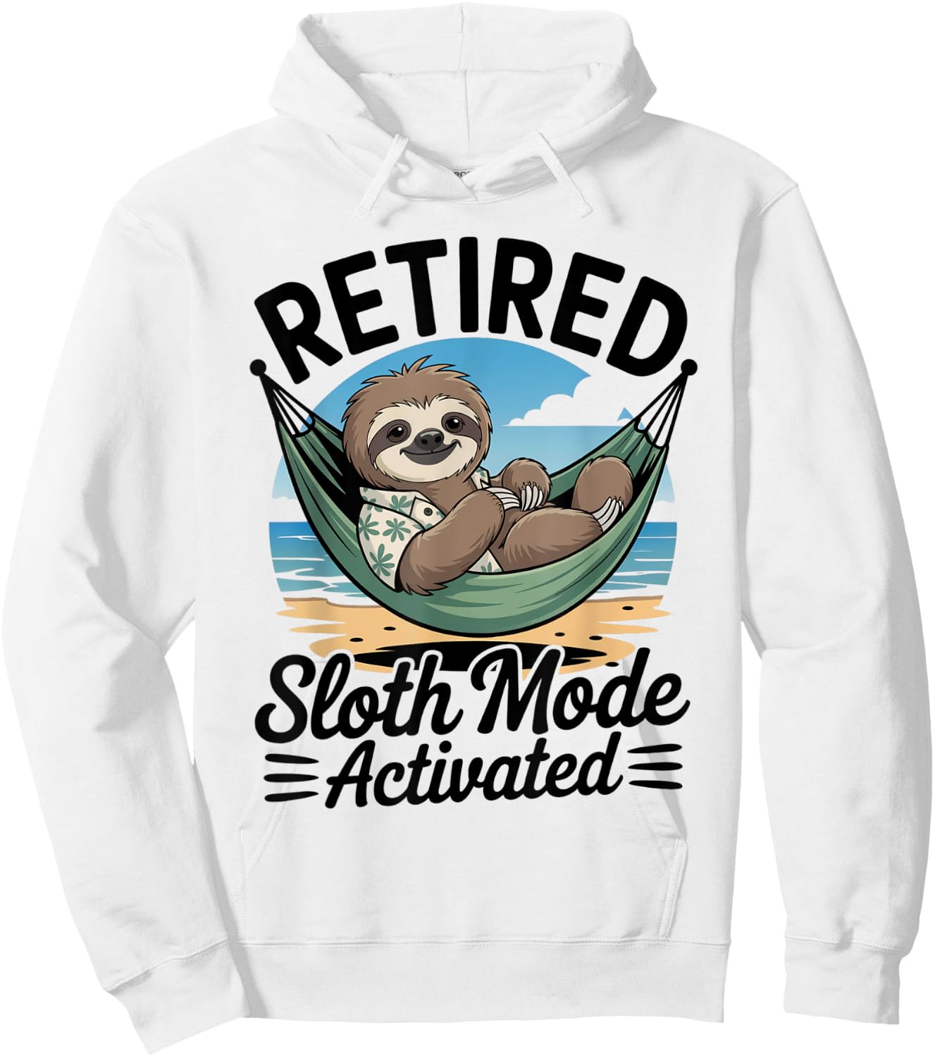 Funny Retired Sloth Animal Graphic Vintage Retirement Hoodie - Hoodie | White