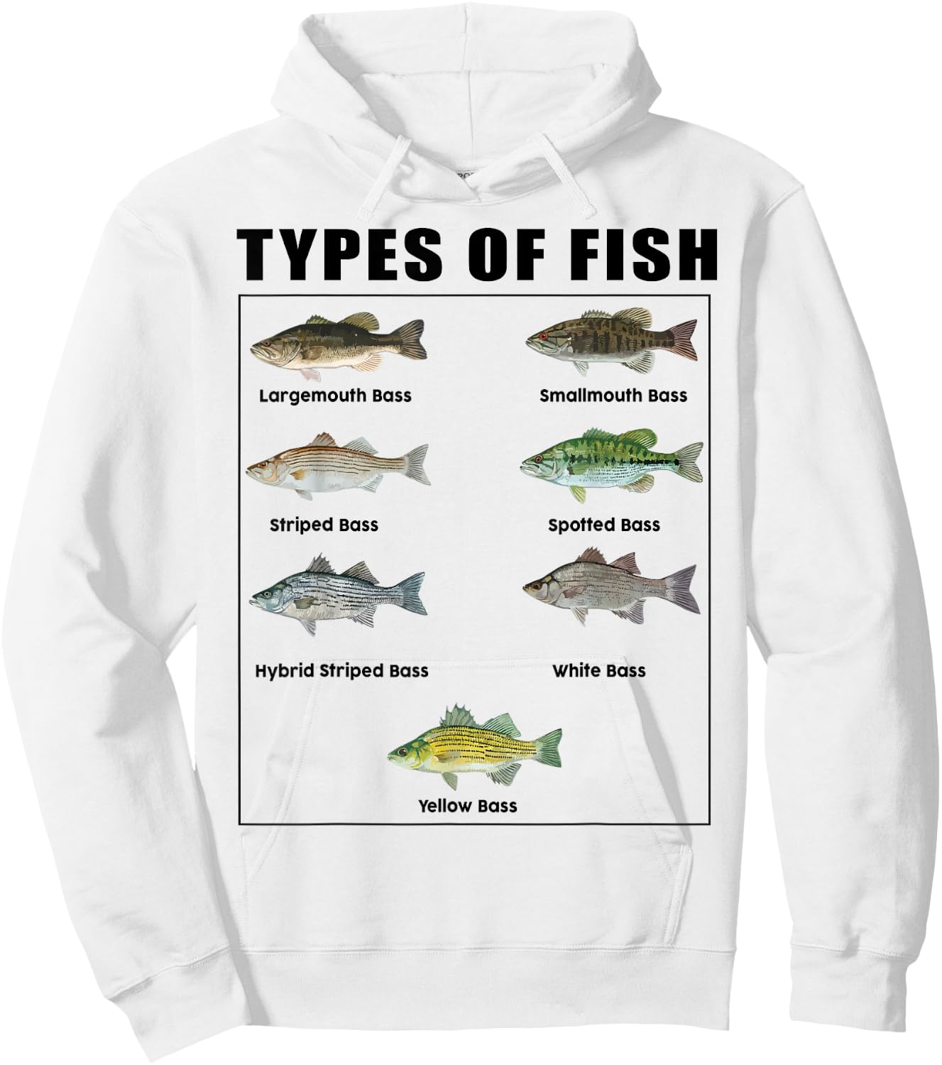 Kids Types of Bass Fish Funny Boy Toddler Men Dad Fishing Hoodie - Hoodie | White