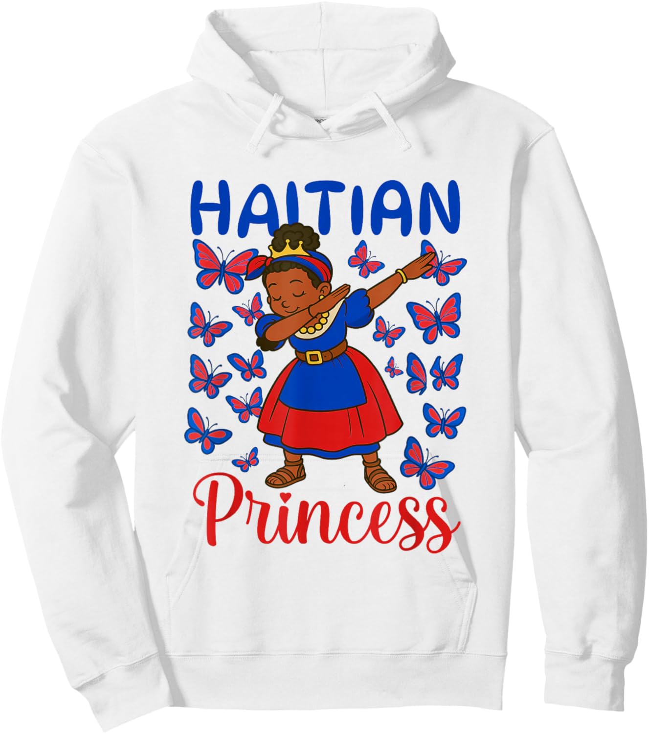 Haitian Princess Dabbing Haitian Flag Dress for Children Girls Hoodie - Hoodie | White