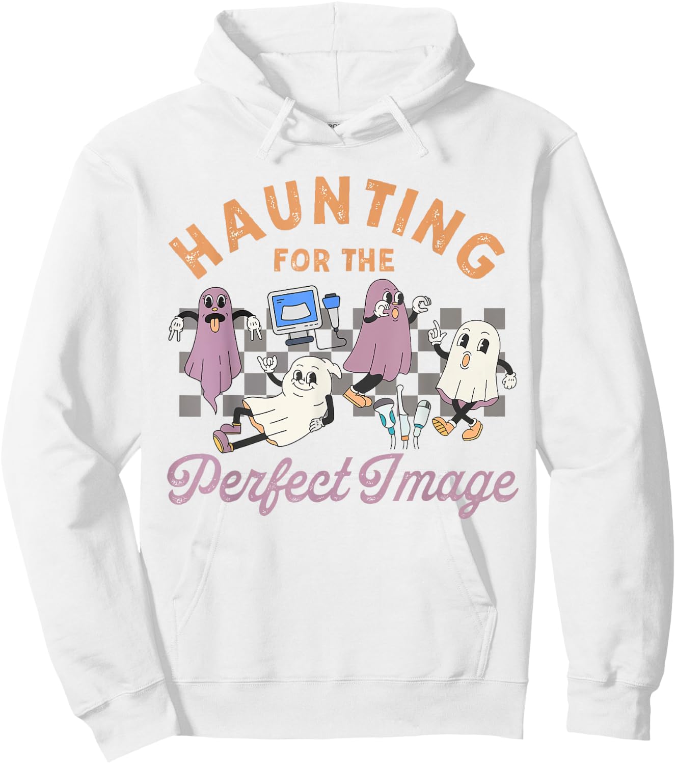 Vascular Tech Sonographer Ultrasound Tech Ghosts Halloween Hoodie - Hoodie | White