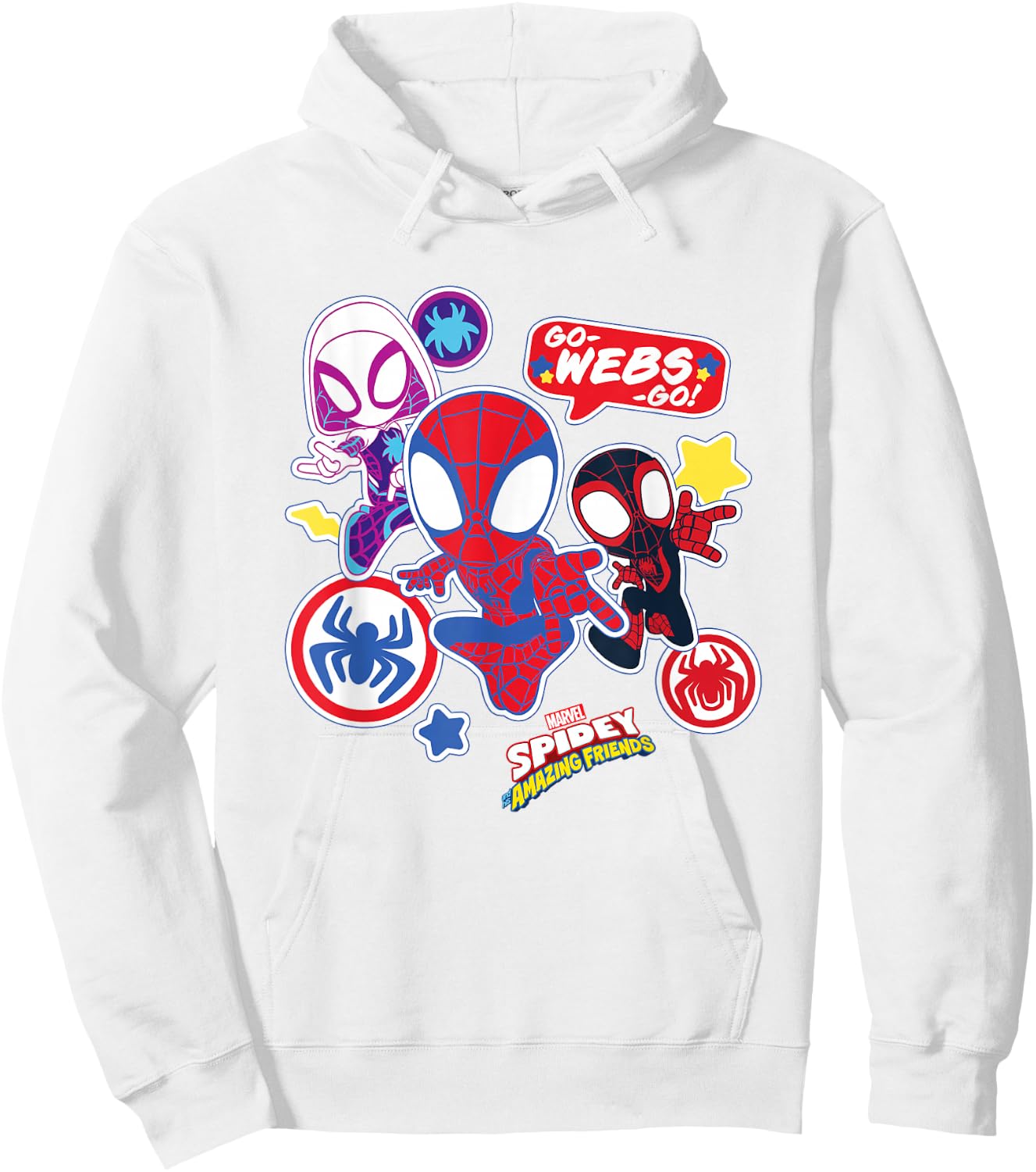 Marvel Spidey and His Amazing Friends Team Spidey Stickers Hoodie - Hoodie | White
