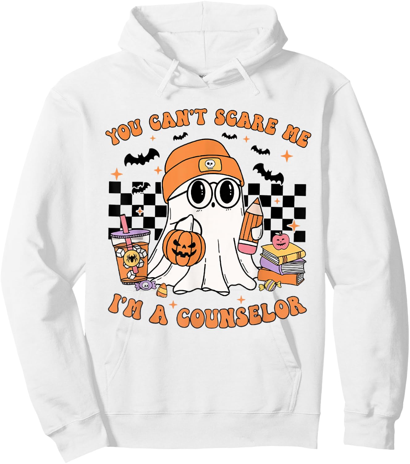 You Can't Scare Me I'm A Counselor Halloween Pumpkin Fall Hoodie - Hoodie | White