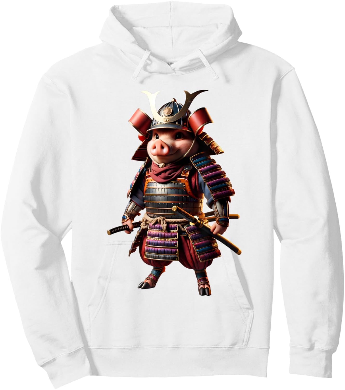 Samurai Pig Japanese Anime Halloween Costume Hoodie - Hoodie | White
