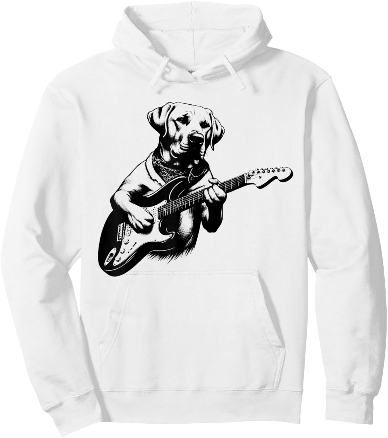 Labrador Dog Playing Electric Guitar Rock Star Guitarist Hoodie - Hoodie | White