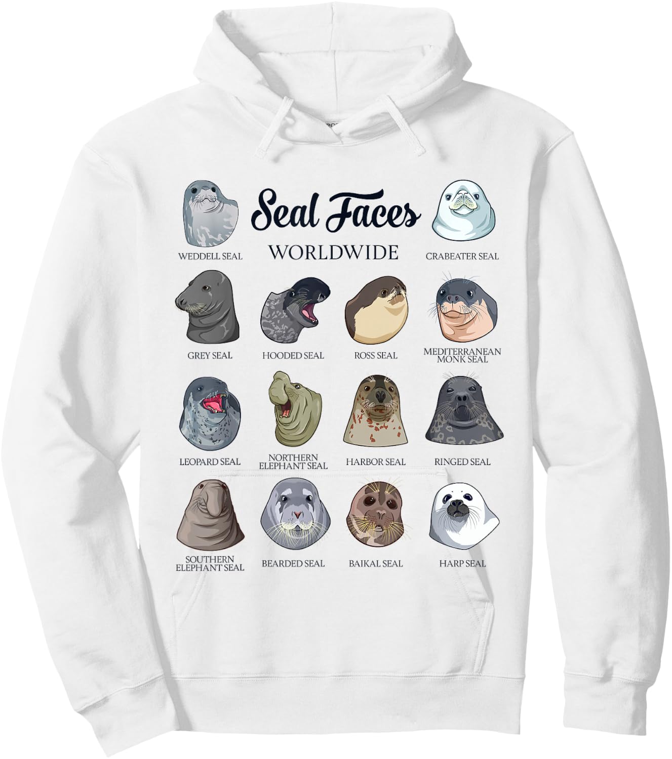 Seal Faces - Types of Seals Hoodie - Hoodie | White