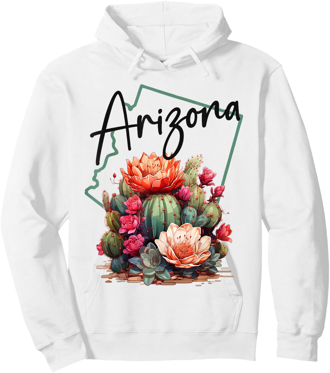 Love State Of Arizona Blooming Cactus Flowers Hoodie - Hoodie | White