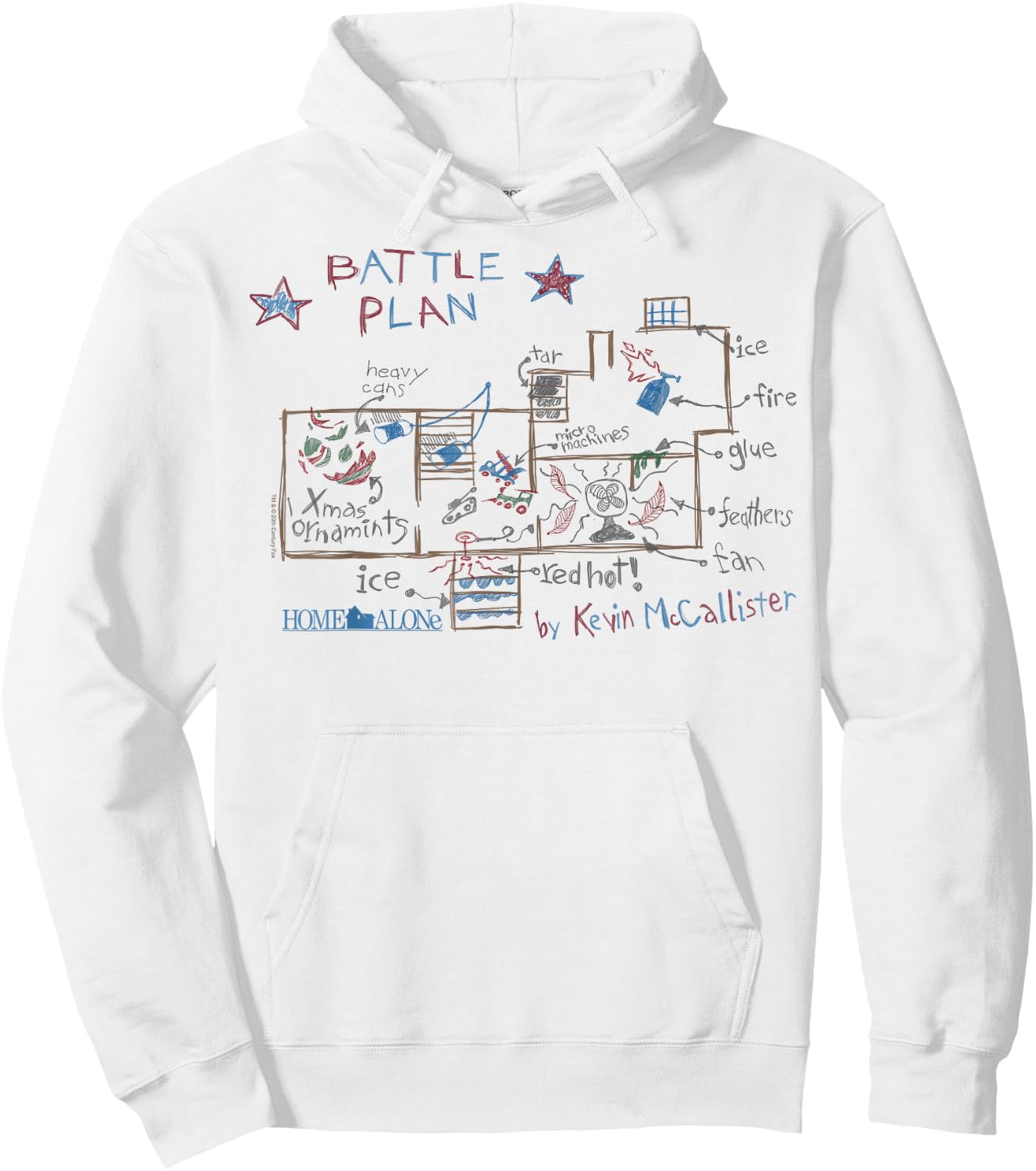 Home Alone Battle Plan by Kevin McCallister Sketch Hoodie - Hoodie | White