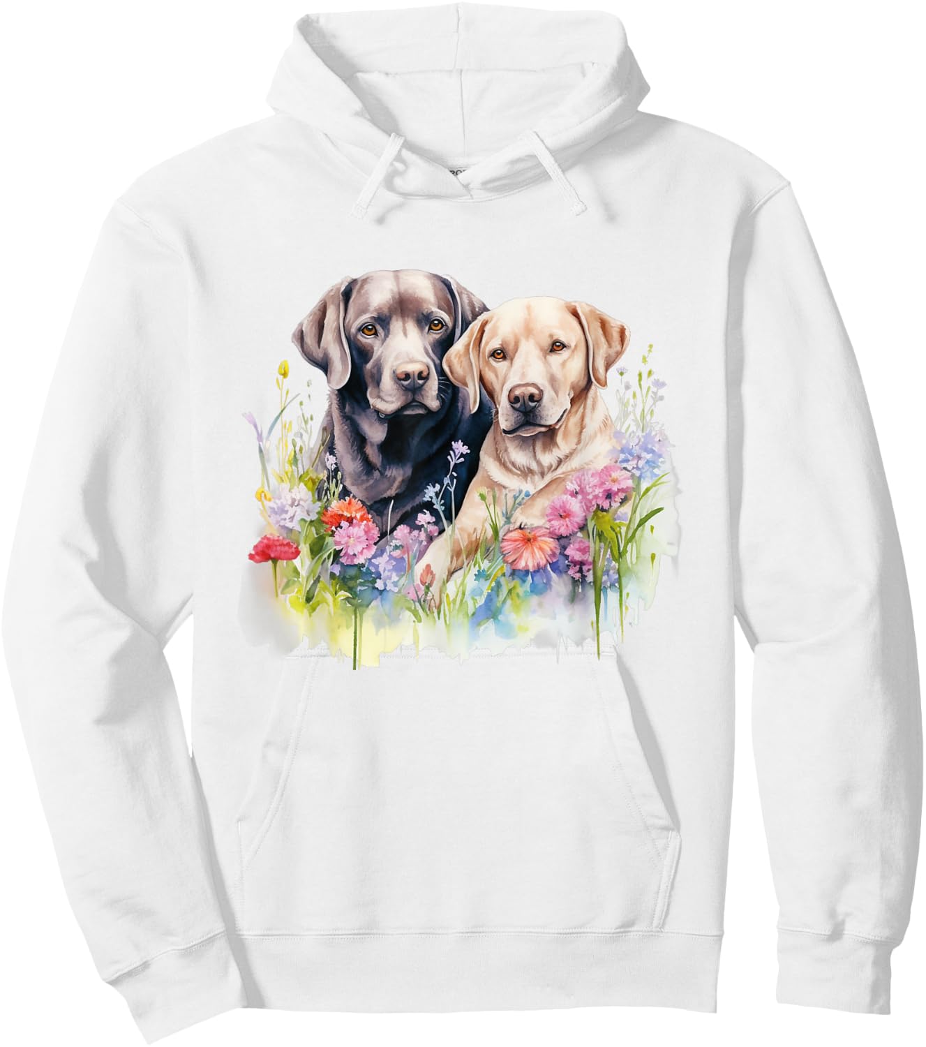 Floral Wildflower Dog Labrador Retriever Men Women Kids Hoodie - Hoodie | White