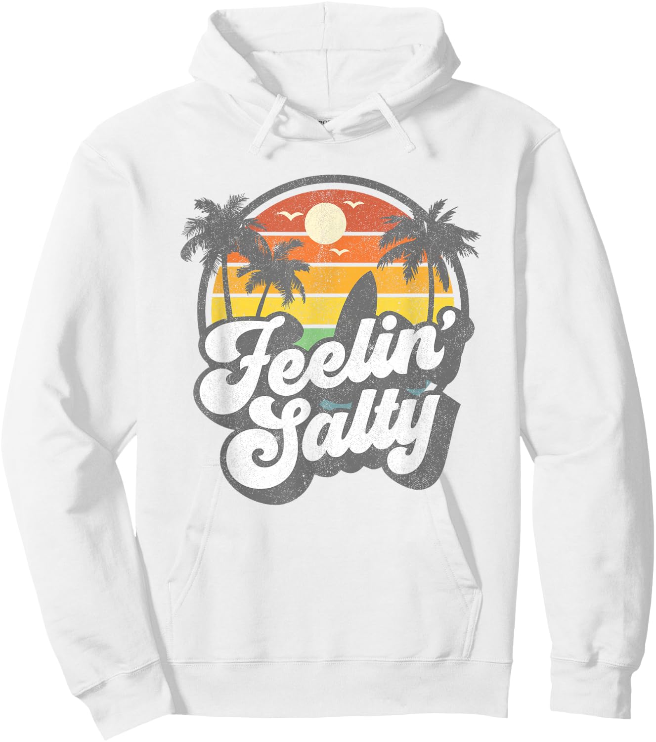 Feeling Salty Island Vacation Surfing Palm Retro Beach Gift Hoodie - Hoodie | White