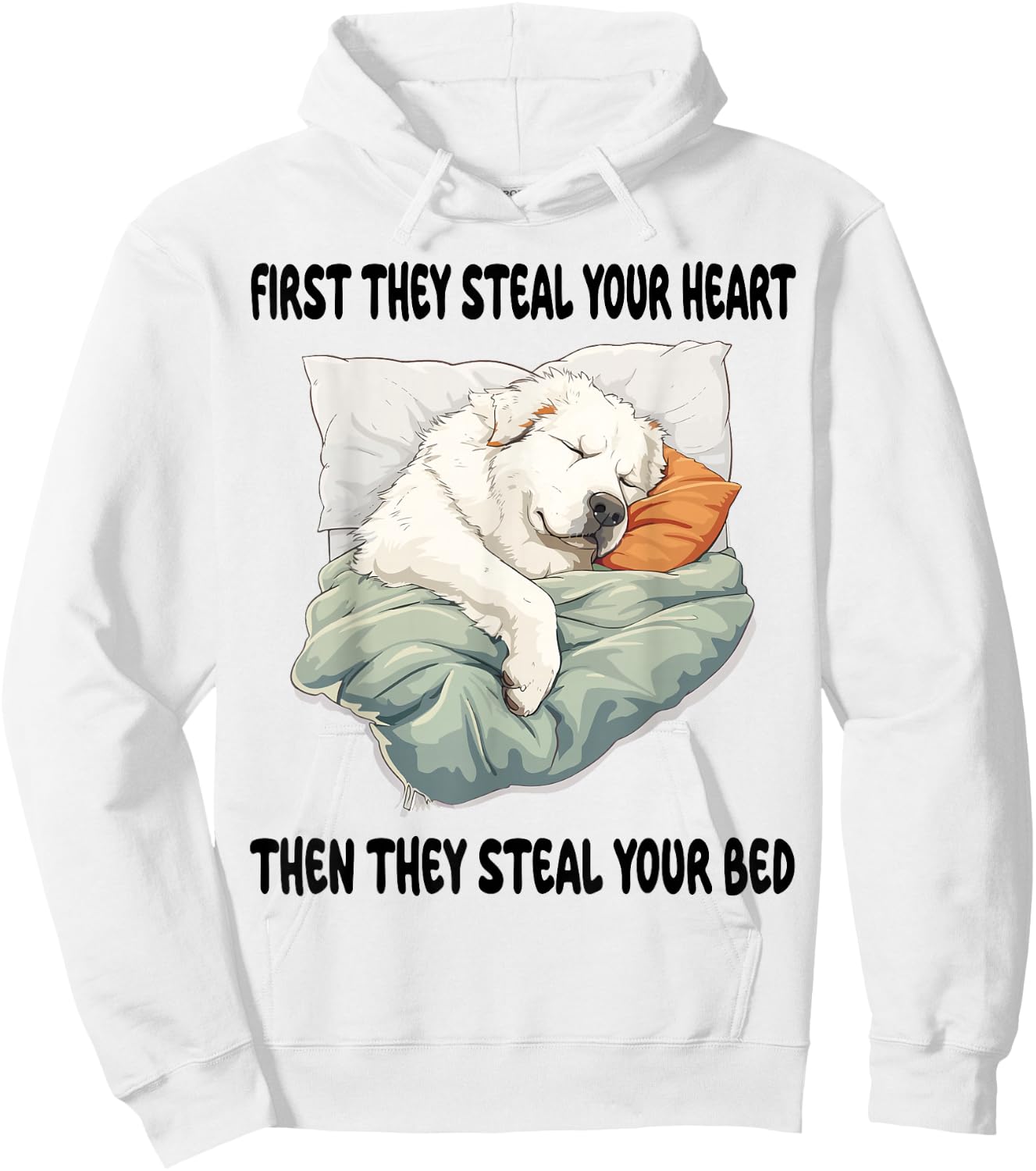 Great Pyrenees Sleeping Pajamas Nightgown Hoodie - Hoodie | White