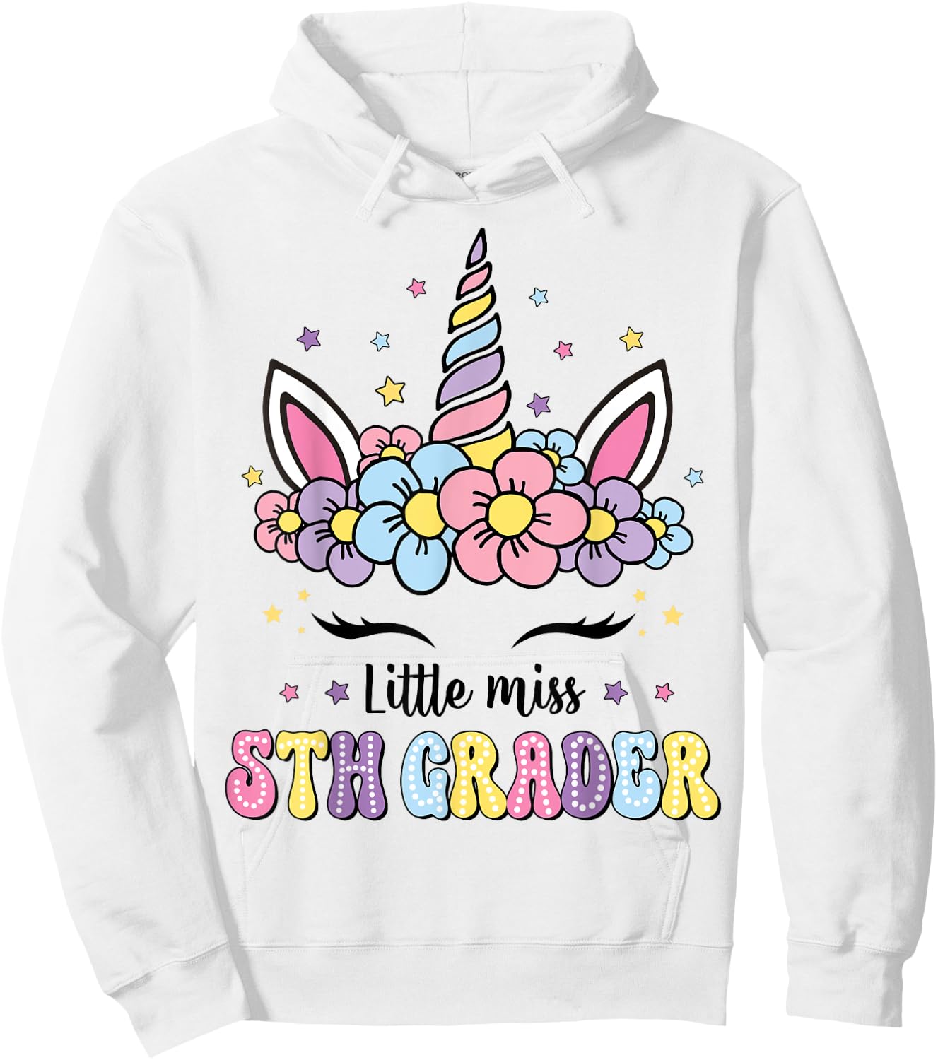 Little Miss 5th Grade Grader Hello First Day Of School Girls Hoodie - Hoodie | White