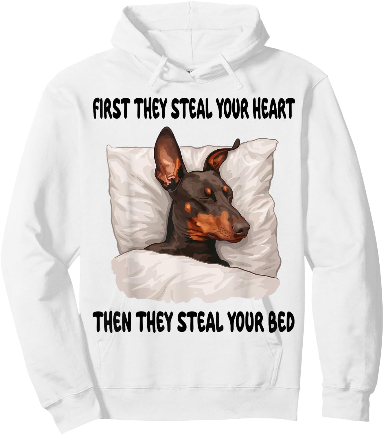 Doberman Pinscher Sleeping Pajamas Nightgown Hoodie - Hoodie | White