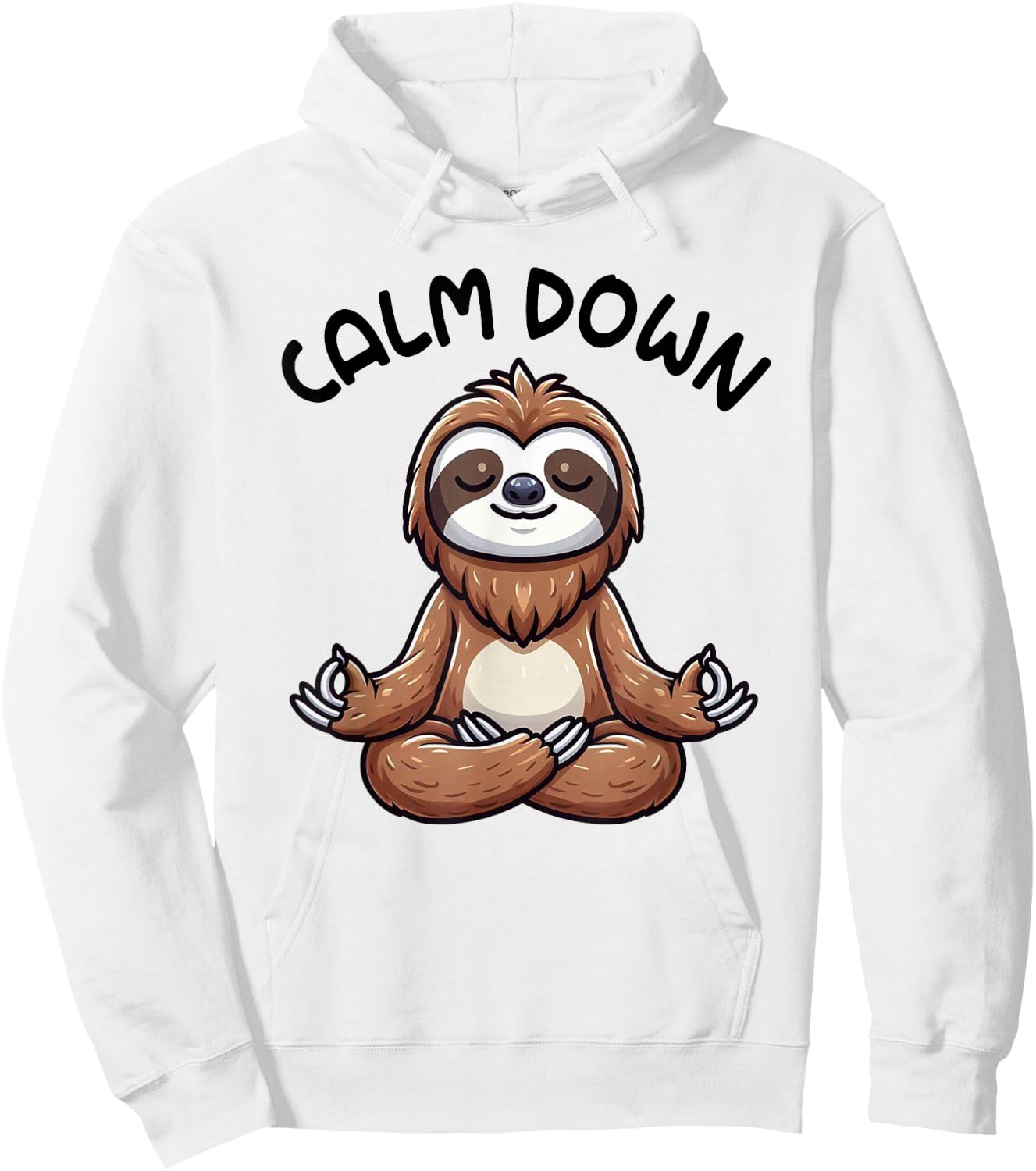 Sloth Calm Down Yoga Meditation Hoodie - Hoodie | White