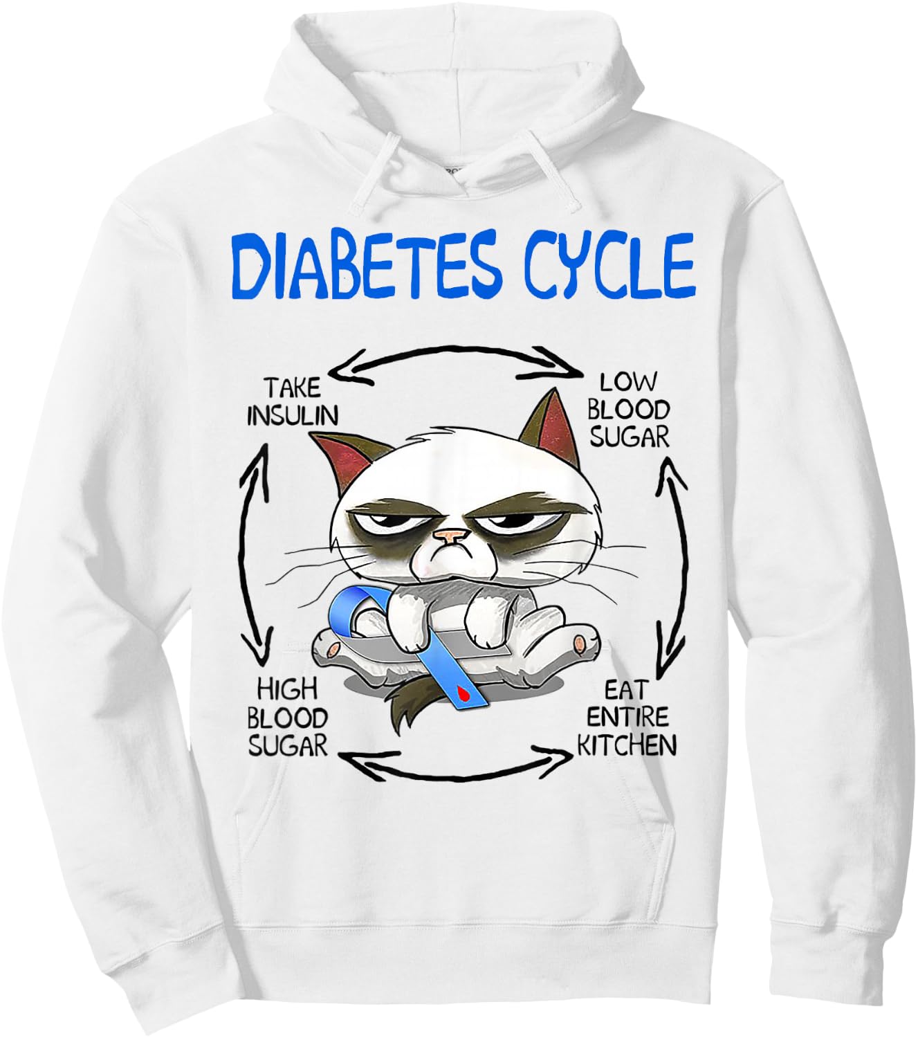 Cat Diabetes Cycle Hoodie - Hoodie | White