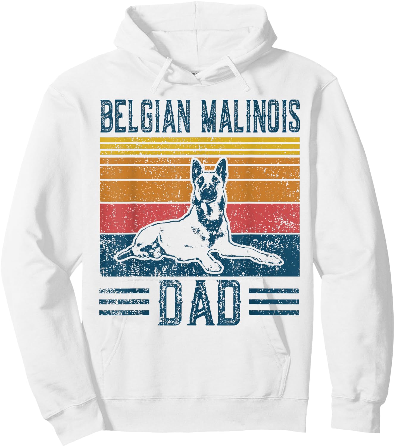 Dog | Belgian Shepherd Papa - Vintage Belgian Malinois Dad Hoodie - Hoodie | White