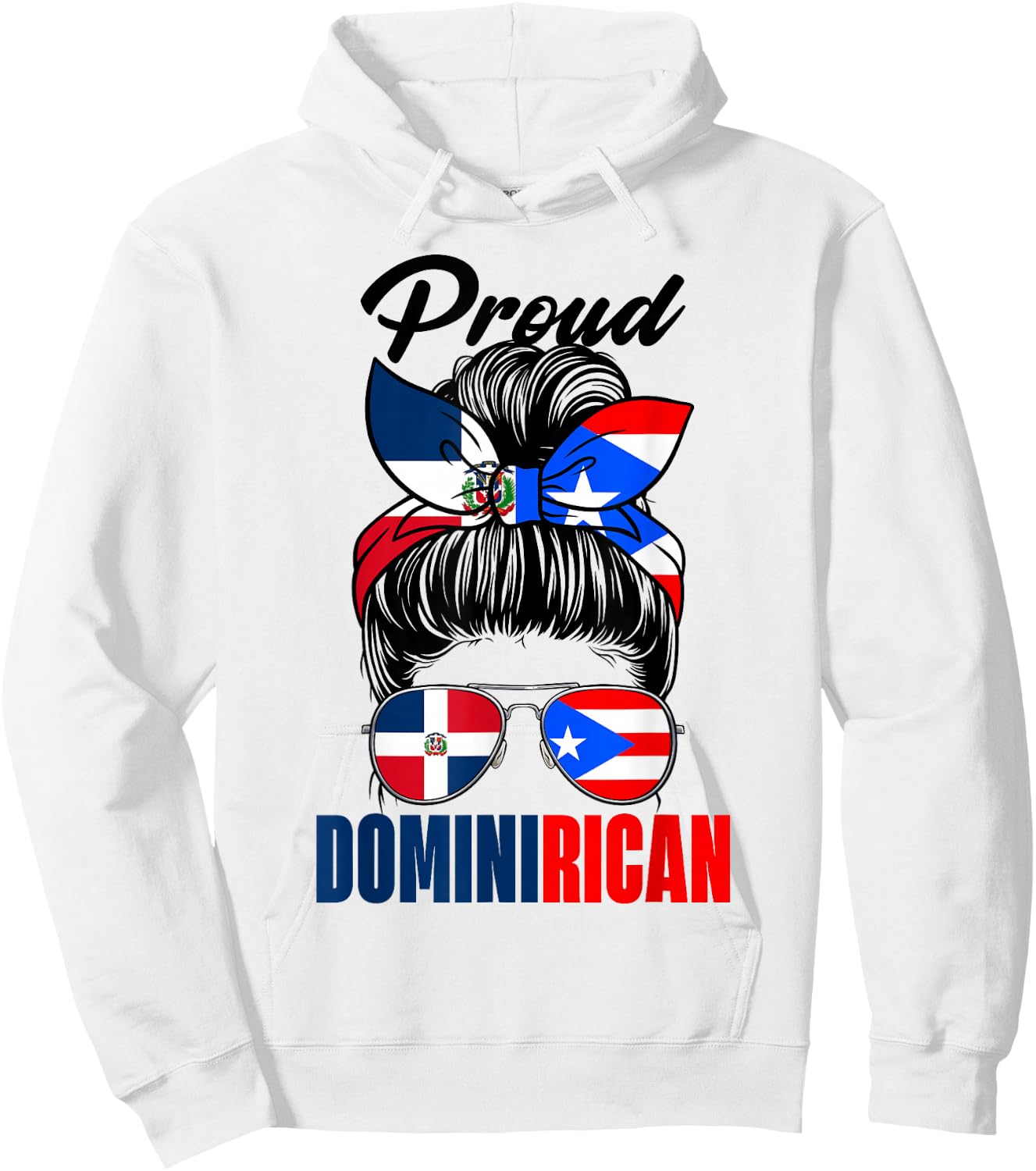 Proud Dominirican Girl Puerto Rico & Dominican Republic Flag Hoodie - Hoodie | White