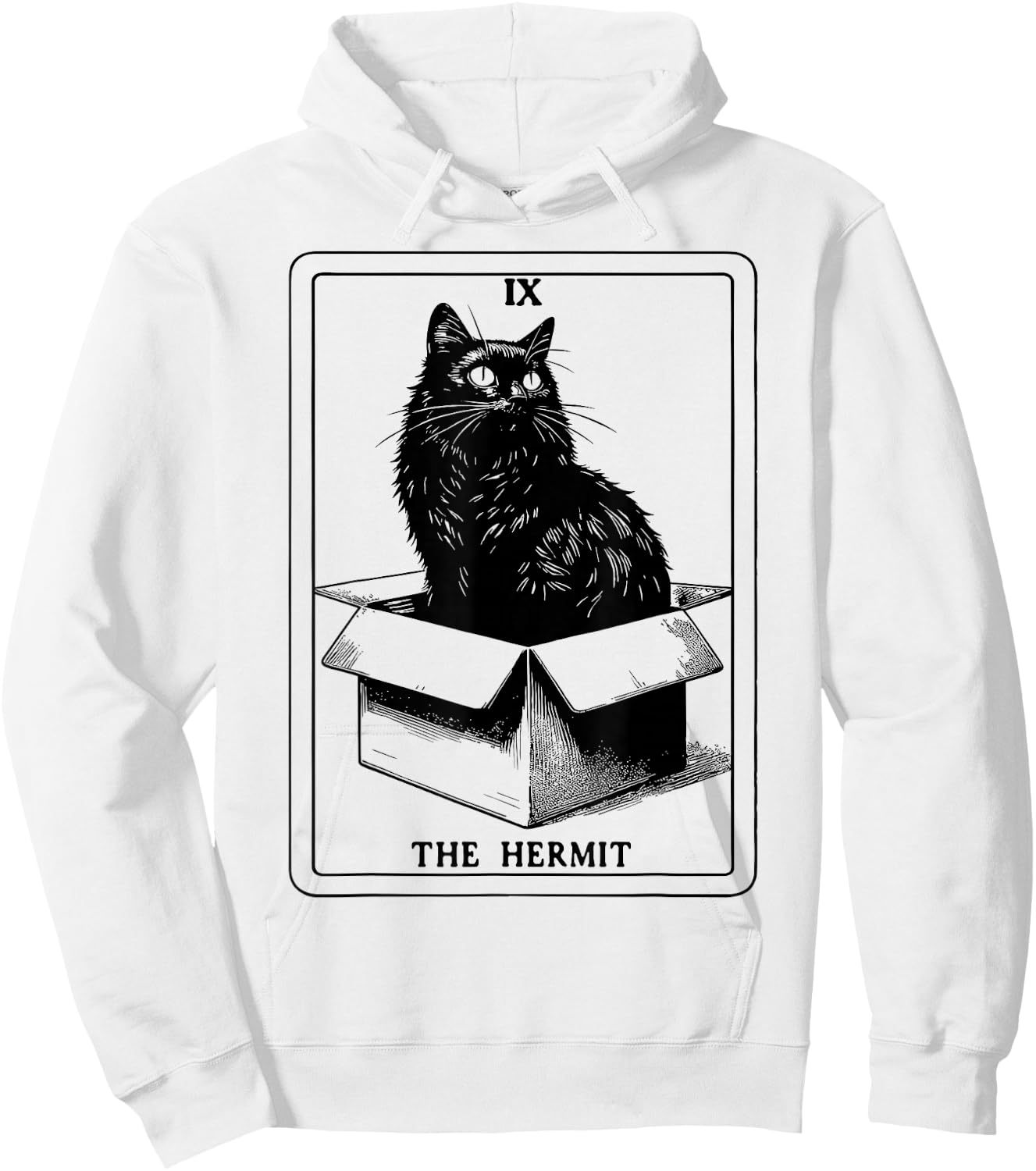 The Hermit Tarot Card Cat In Box Mystic Funny Cat Hoodie - Hoodie | White