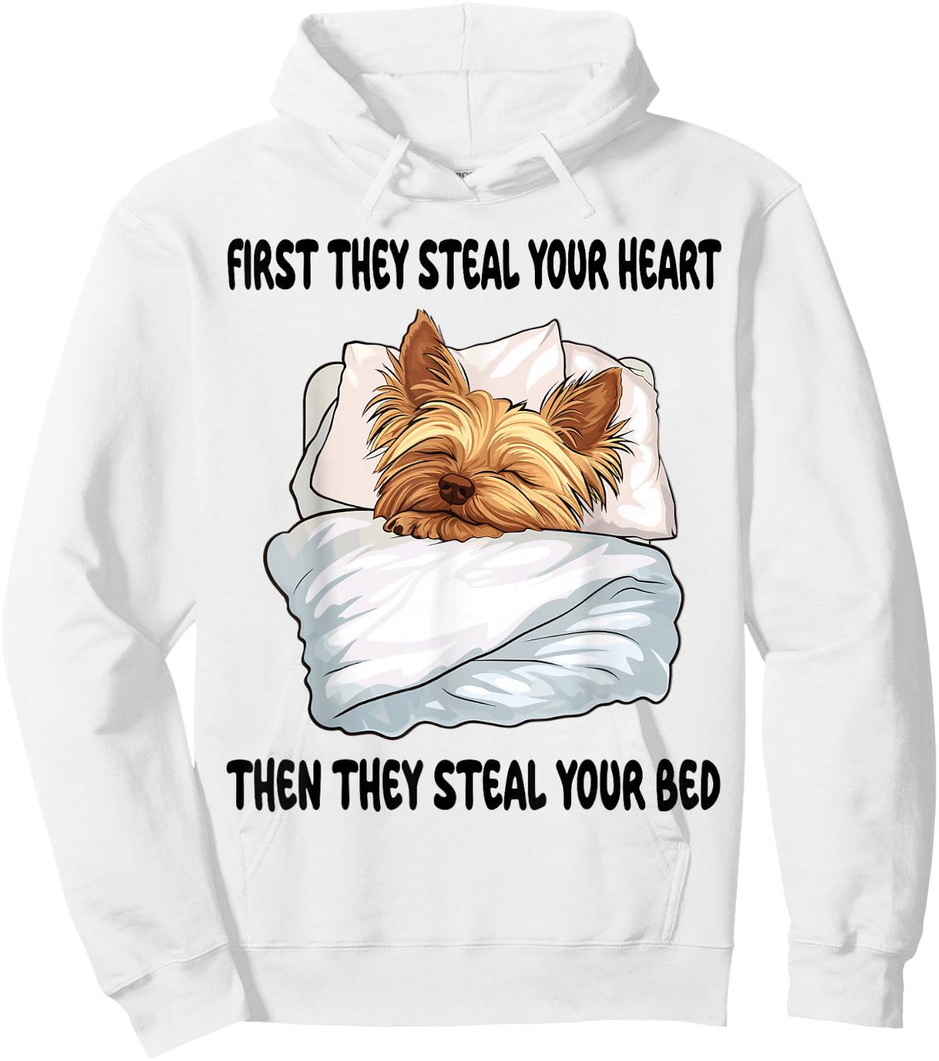 Yorkshire Terrier Yorkie Sleeping Pajamas Nightgown Hoodie - Hoodie | White