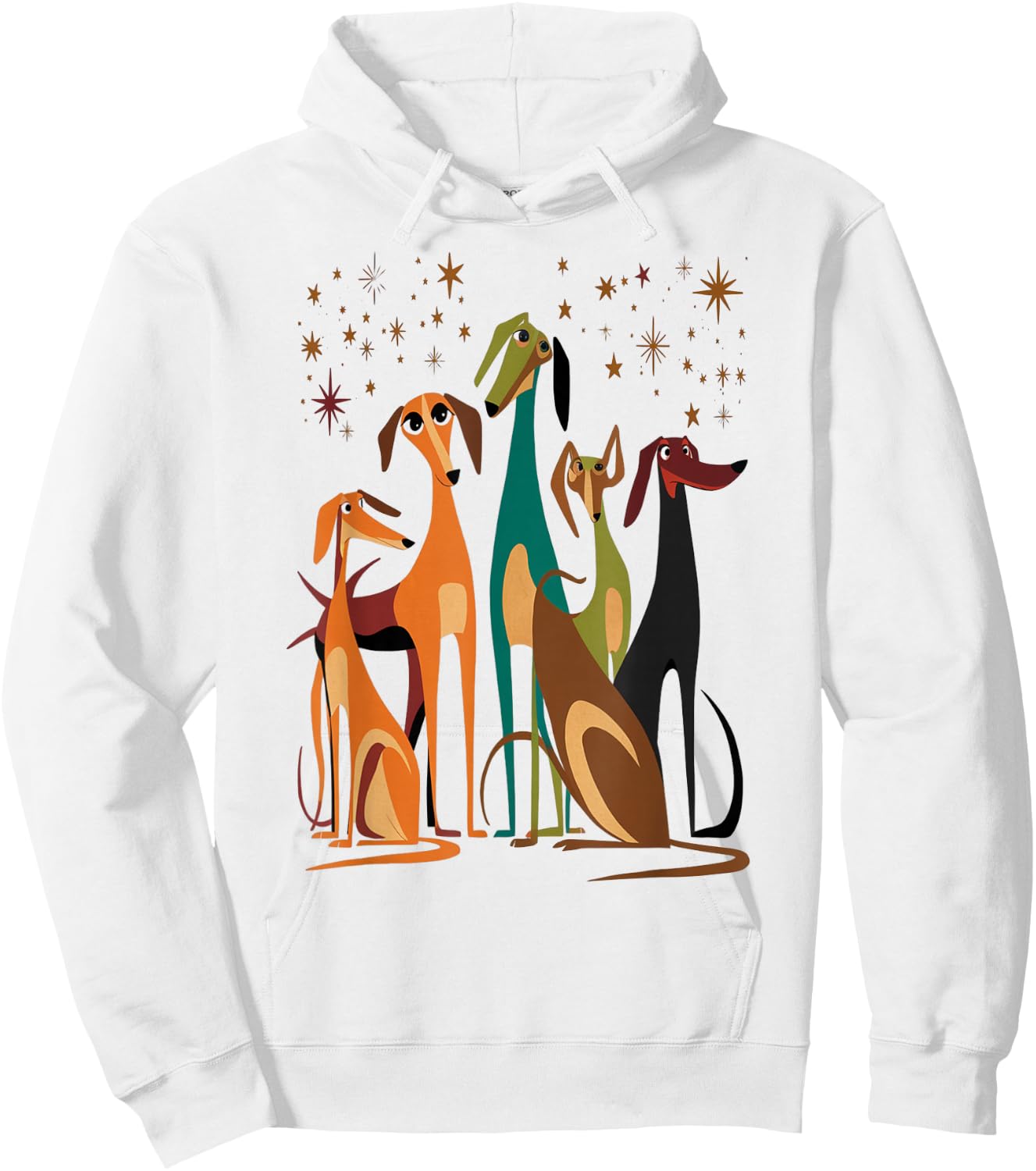 Vintage Retro Mid-Century Long Neck Dogs 50s 60s Style Hoodie - Hoodie | White