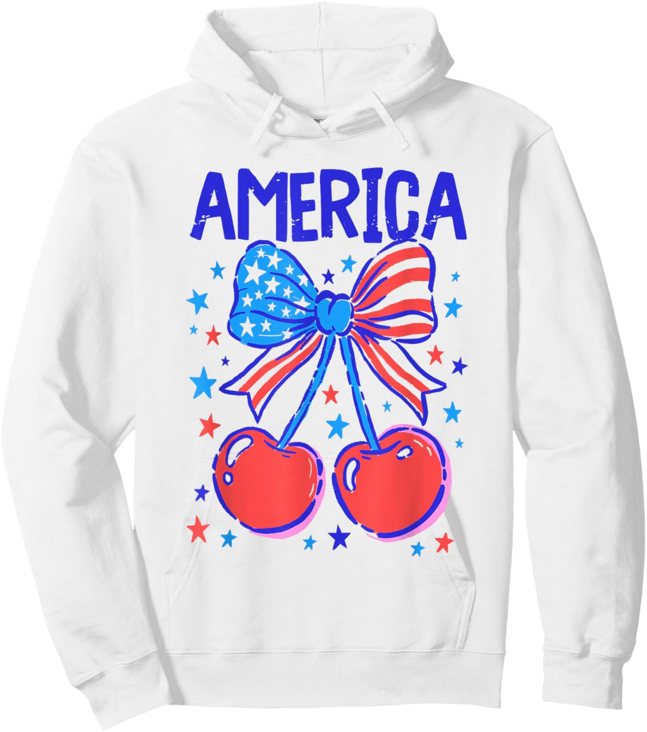 Coquette Bow USA Patriotic American Flag 4th of July Hoodie - Hoodie | White