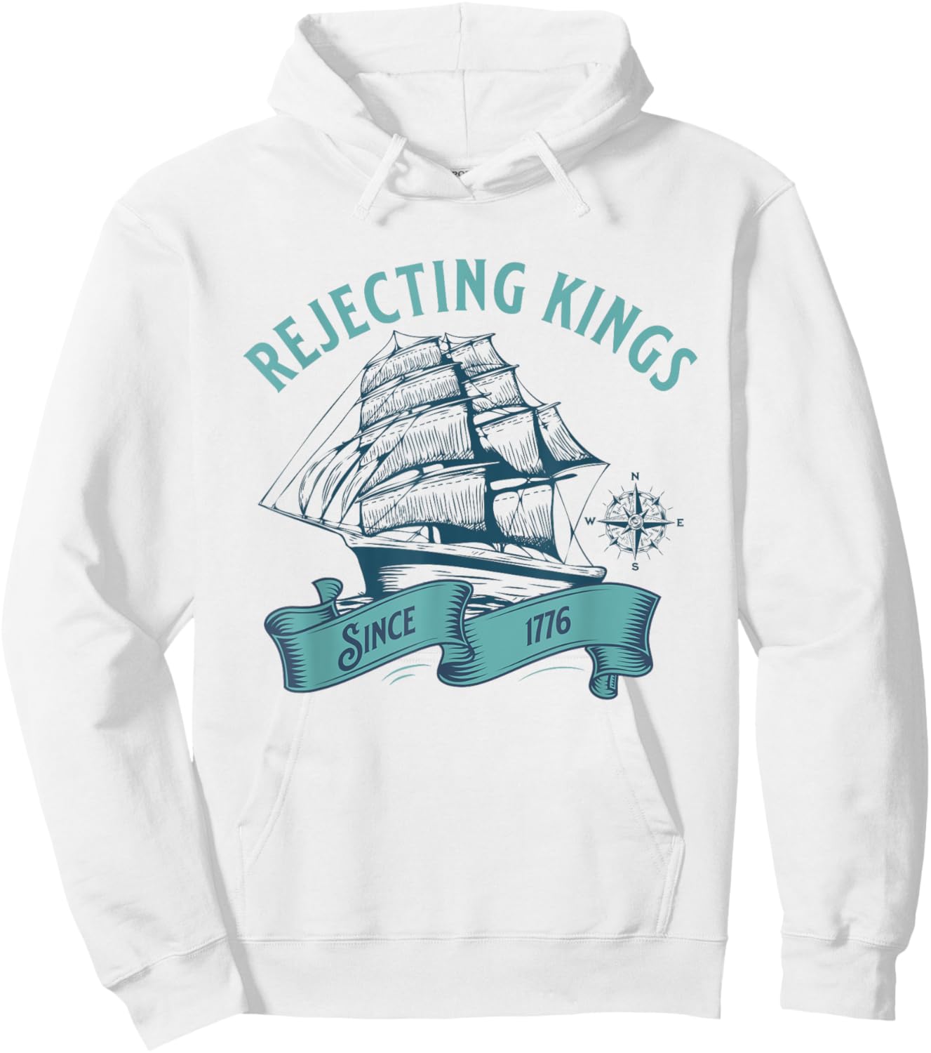 Rejecting Kings Since 1776 Patriotic 4th of July USA Flag Hoodie - Hoodie | White