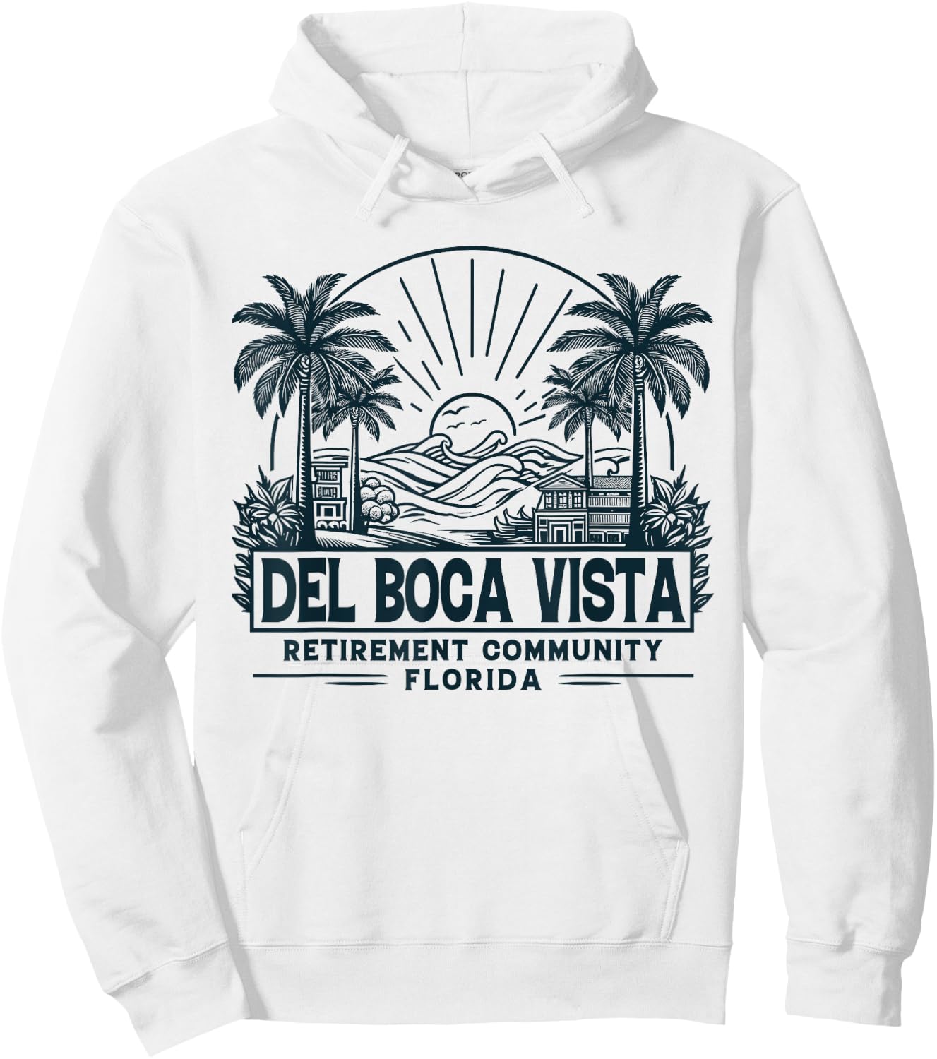 Del Boca Vista Retro Sunset Florida Vintage Hoodie - Hoodie | White