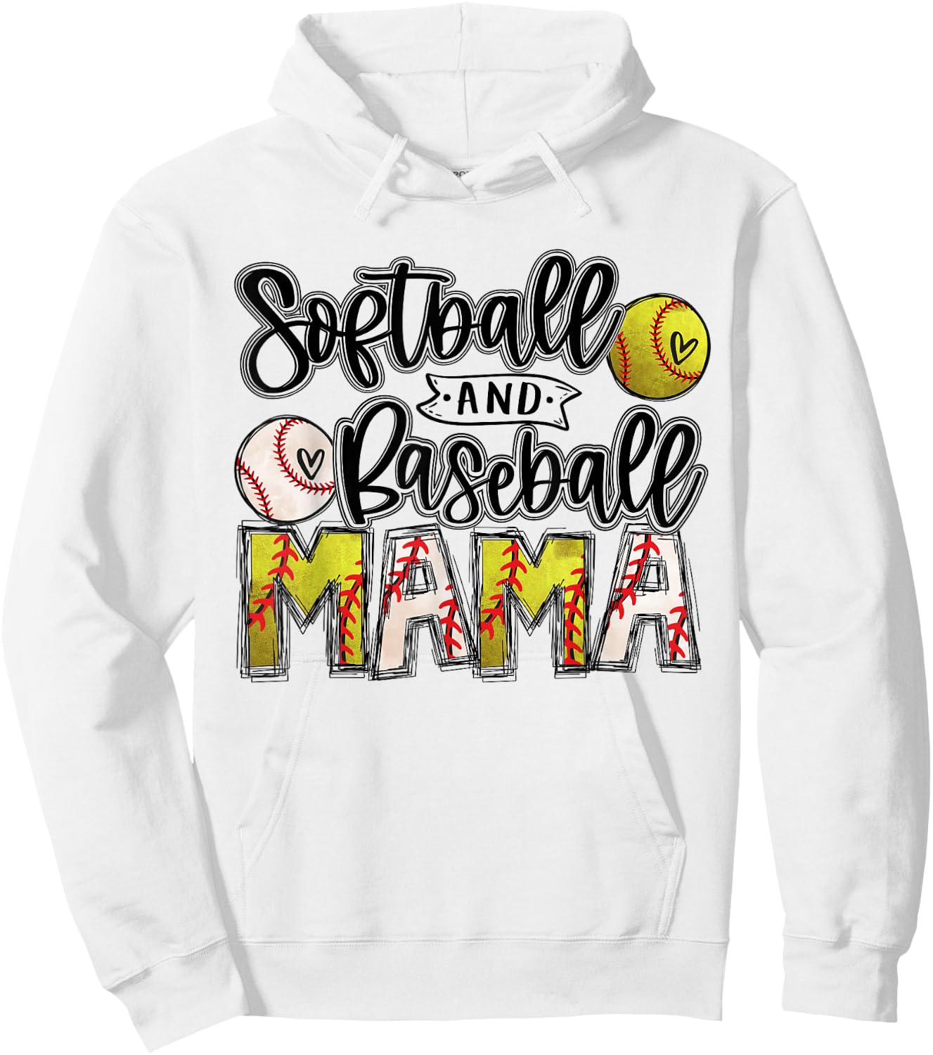 Ball Mom Softball Mama Baseball Mama Ballers Mom Birthday Hoodie - Hoodie | White