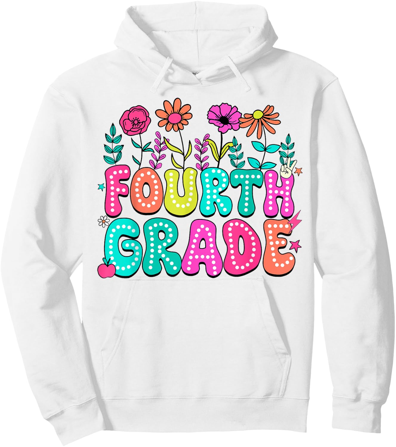 4th Grade Teacher Student Wildflower Back To School Floral Women Kids Hoodie - Hoodie | White