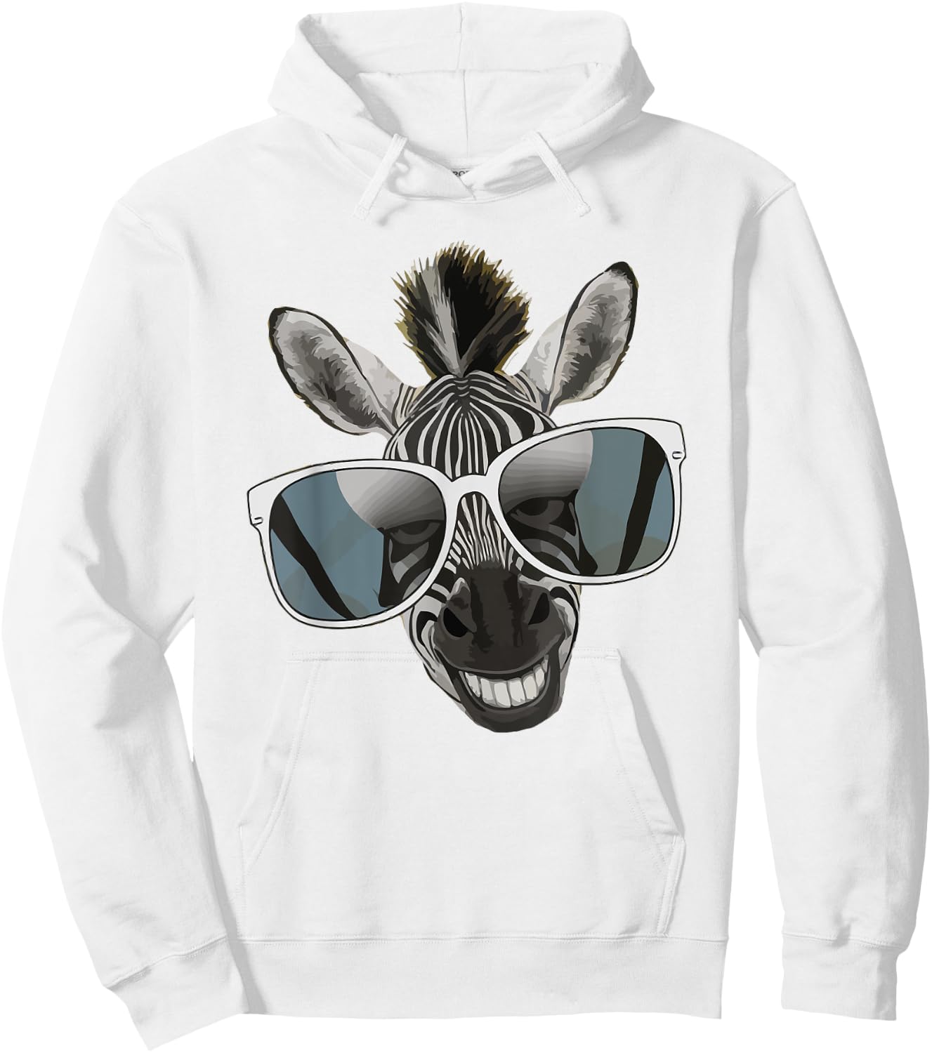 Funny Zebra with Sunglasses Hoodie - Hoodie | White