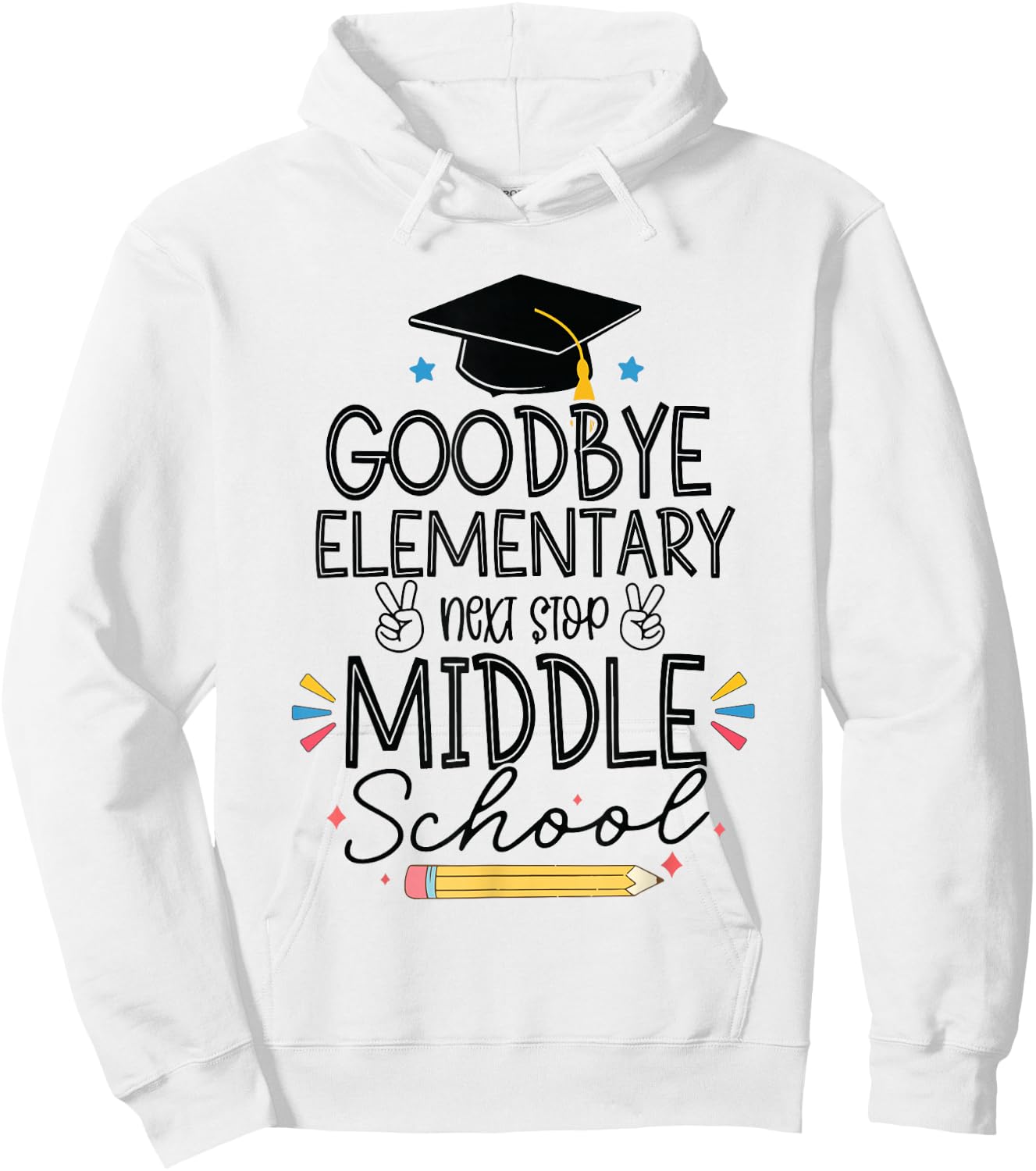 Groovy Goodbye Elementary Next Stop Middle School Graduation Hoodie - Hoodie | White