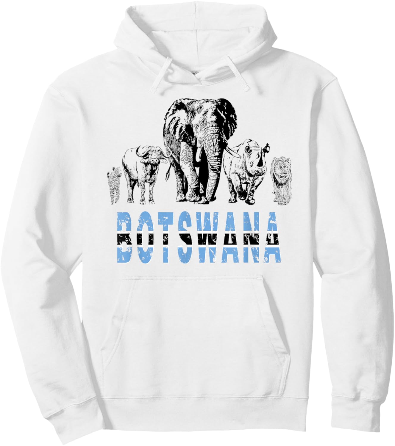 Big Five Botswana Pride Artwork for Wildlife Lovers Hoodie - Hoodie | White