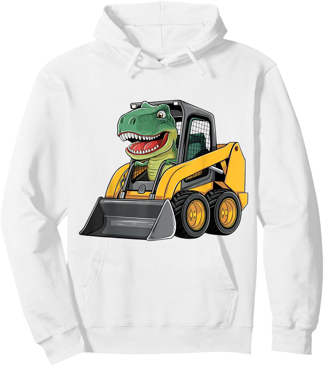Funny Dinosaur Construction Truck Excavator Kids Boy Girl Hoodie - Hoodie | White