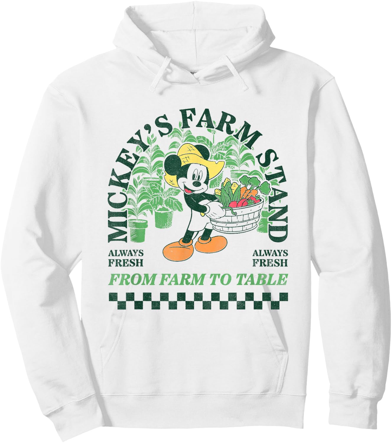 Disney Mickey And Friends Mickey's Farm Stand Retro Big Logo Hoodie - Hoodie | White