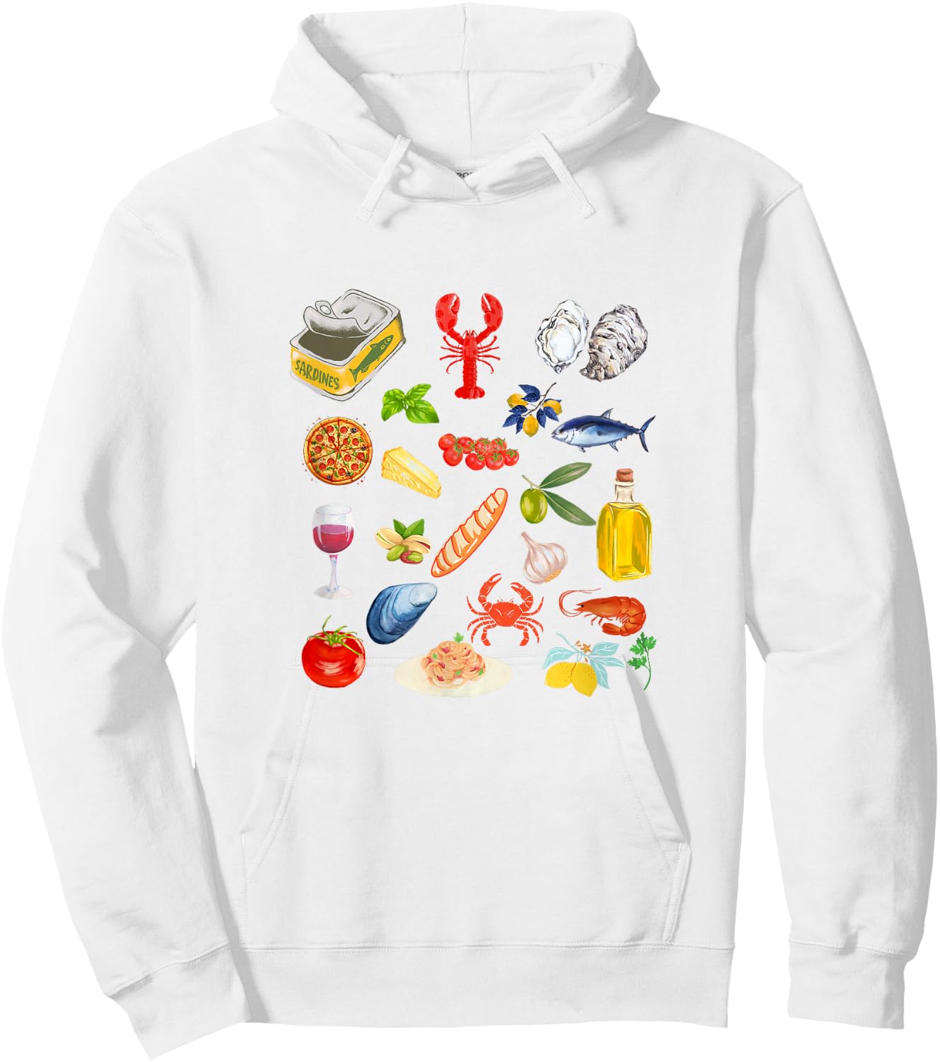 Italian summer Sardines tinned fish tomato girl food lover Hoodie - Hoodie | White