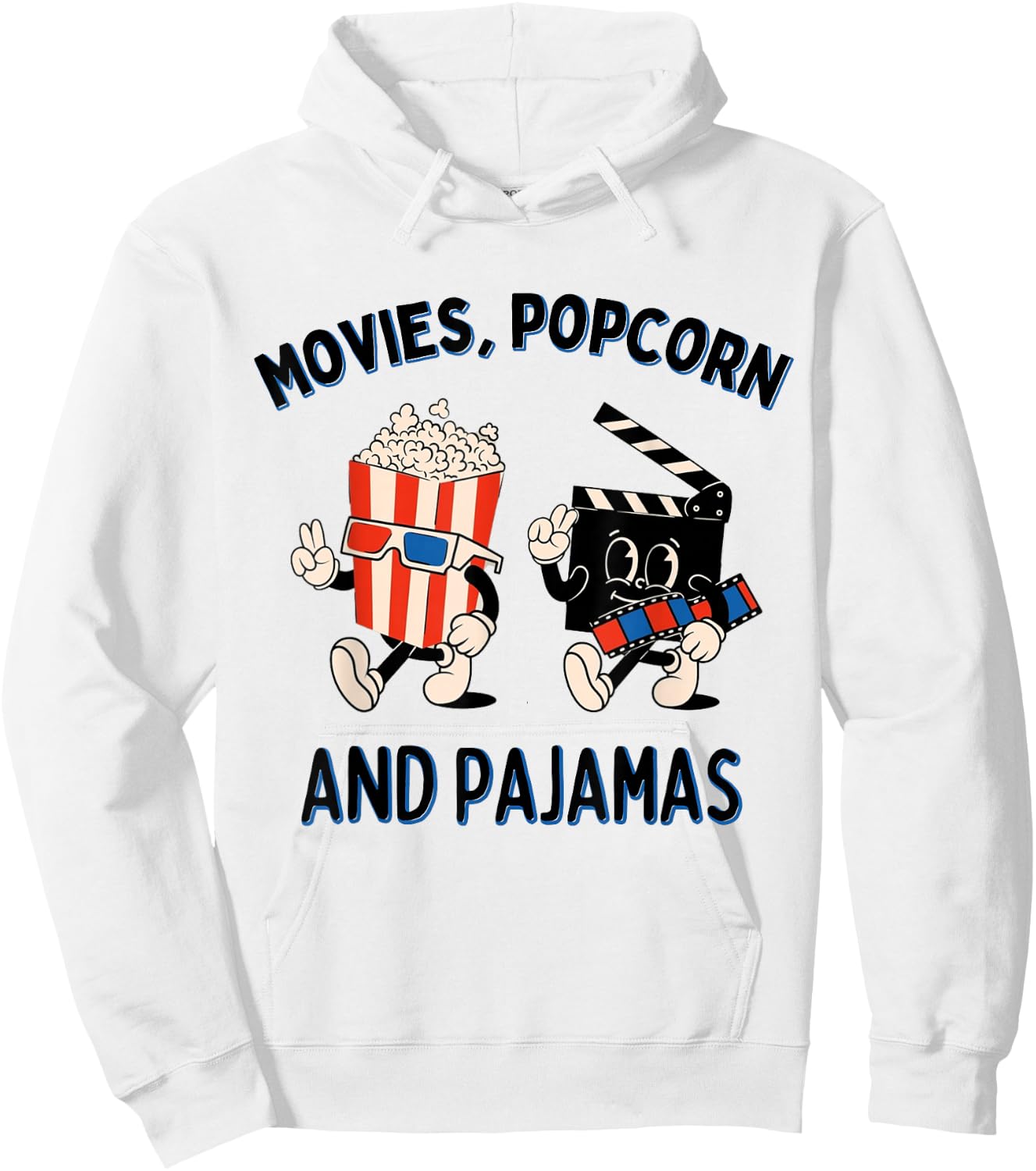 Movies Popcorn And Pajamas Popcorn Movie Night Hoodie - Hoodie | White