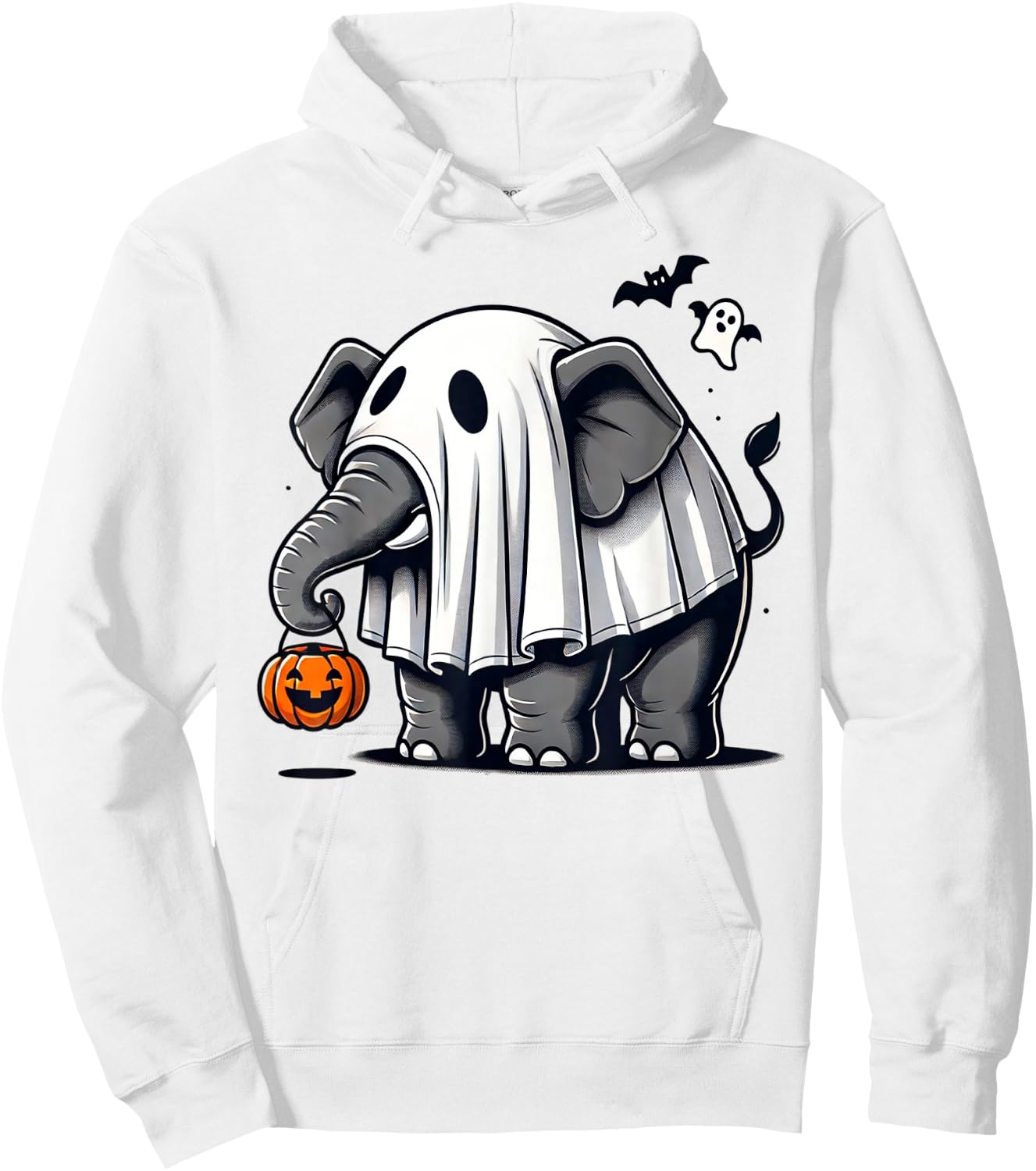 Funny Elephant Halloween Costume Ghost Trick Or Treat Hoodie - Hoodie | White