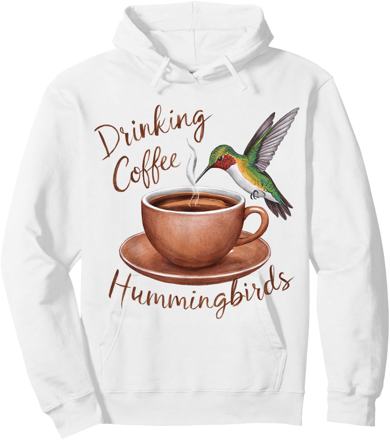 Drinking Coffee Watching Hummingbirds Coffee and Bird Lovers Hoodie - Hoodie | White