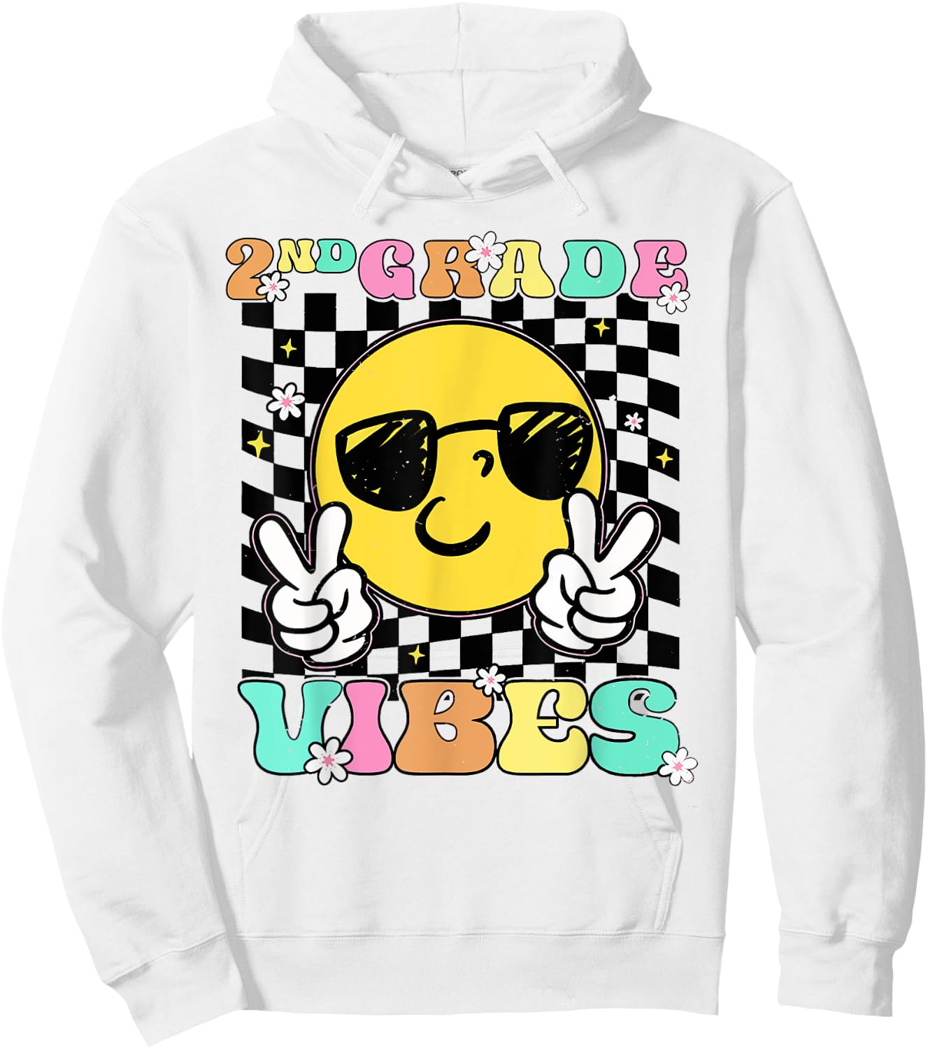 Girls 2nd Grade Vibes Back To School Second Grade Hoodie - Hoodie | White
