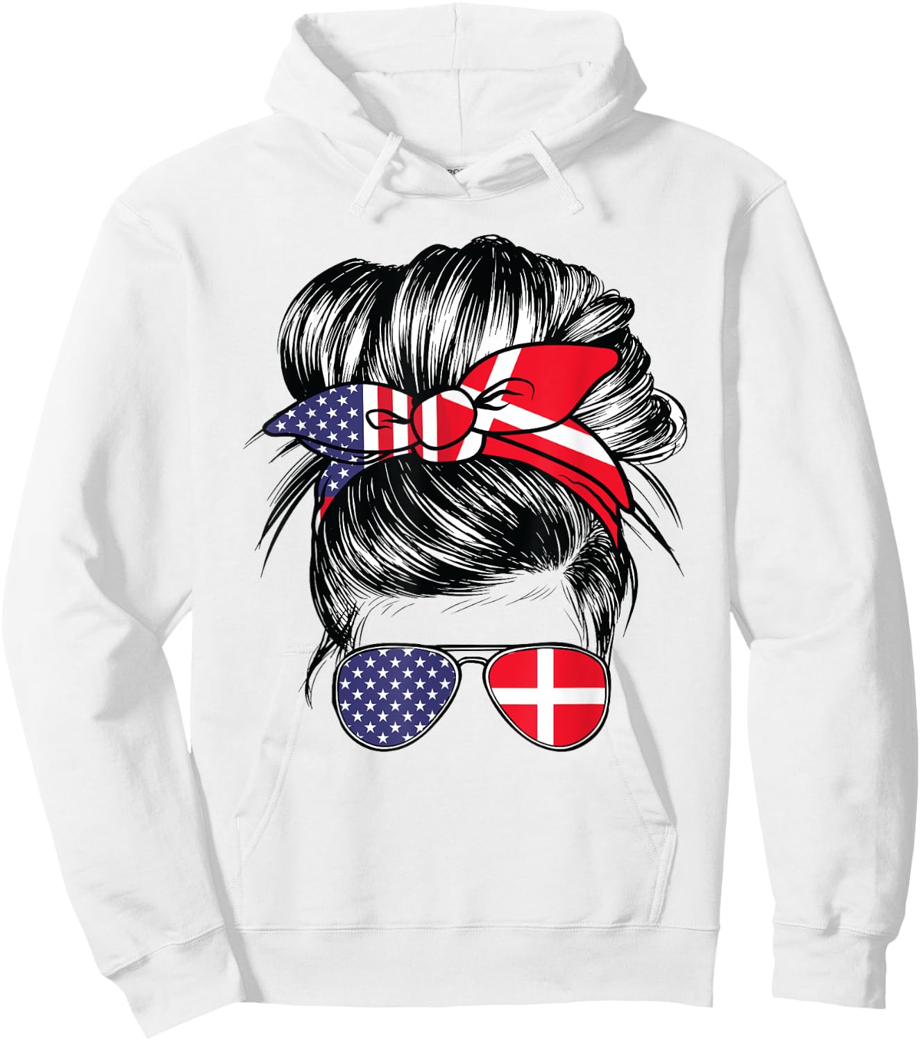 Denmark Flag American Women Girl USA Heritage Danish Hoodie - Hoodie | White