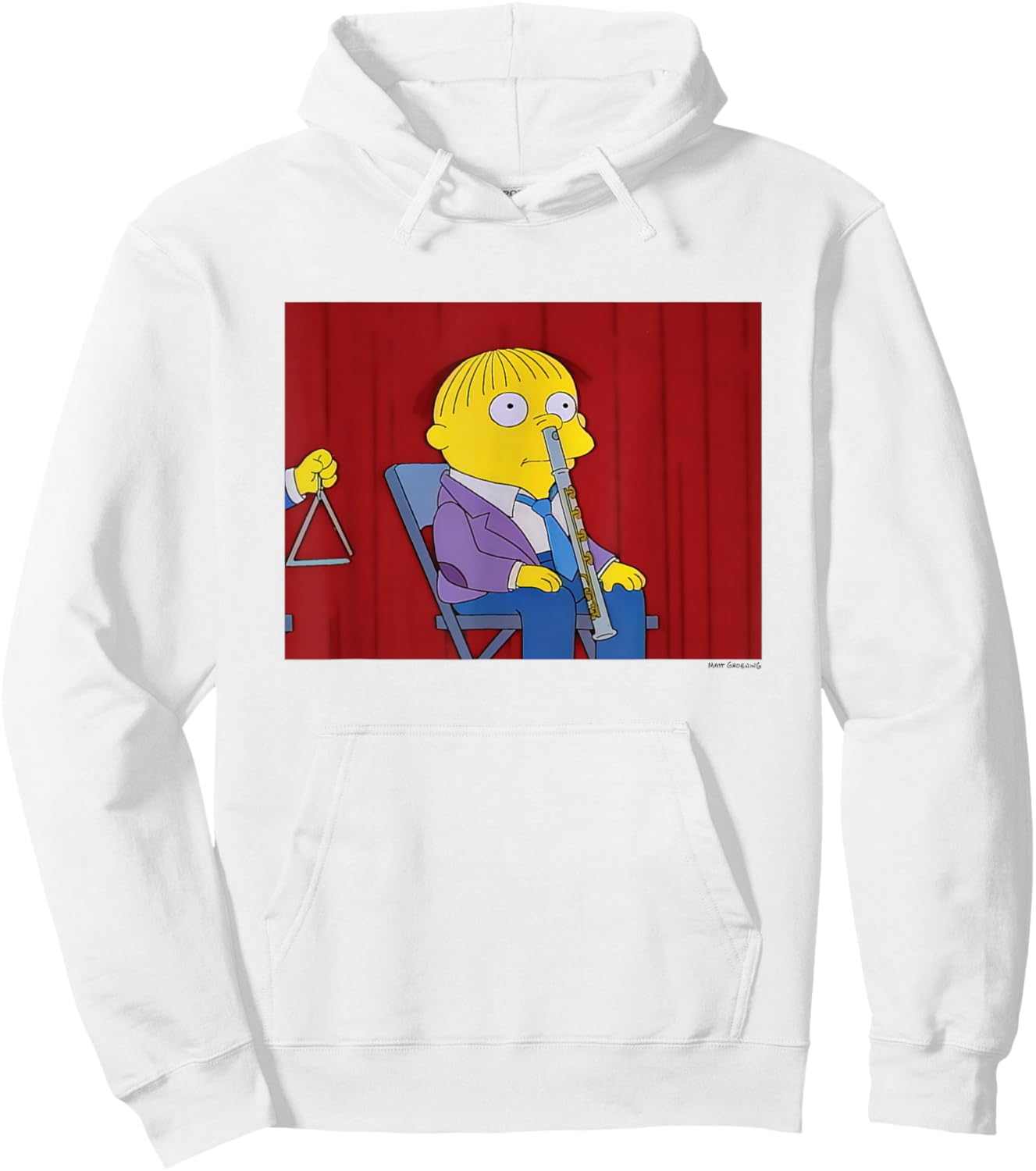The Simpsons Iconic Scene Ralph Musician Big Chest Logo Hoodie - Hoodie | White