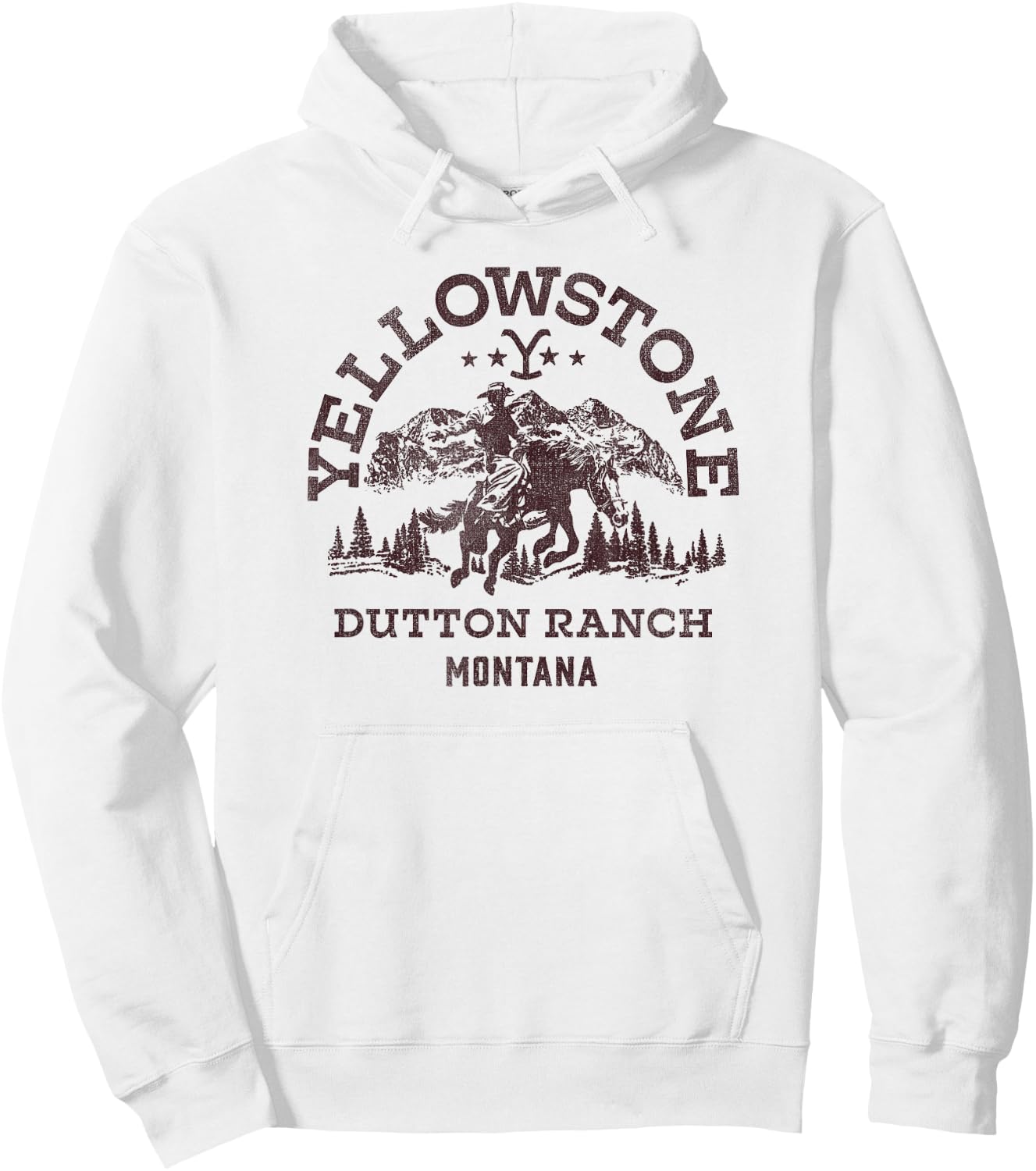 Yellowstone Dutton Ranch Montana Western Cowboy Logo Hoodie - Hoodie | White