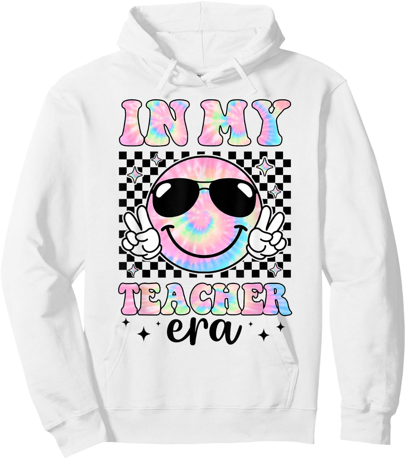 In My Teacher Era Groovy Tie Dye Back To School Cute Teacher Hoodie - Hoodie | White