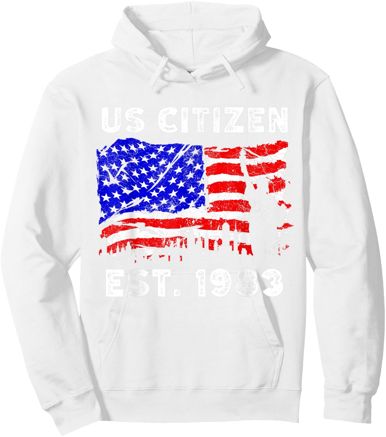 Proud US Citizen Est. Since 1983 For New American USA Hoodie - Hoodie | White