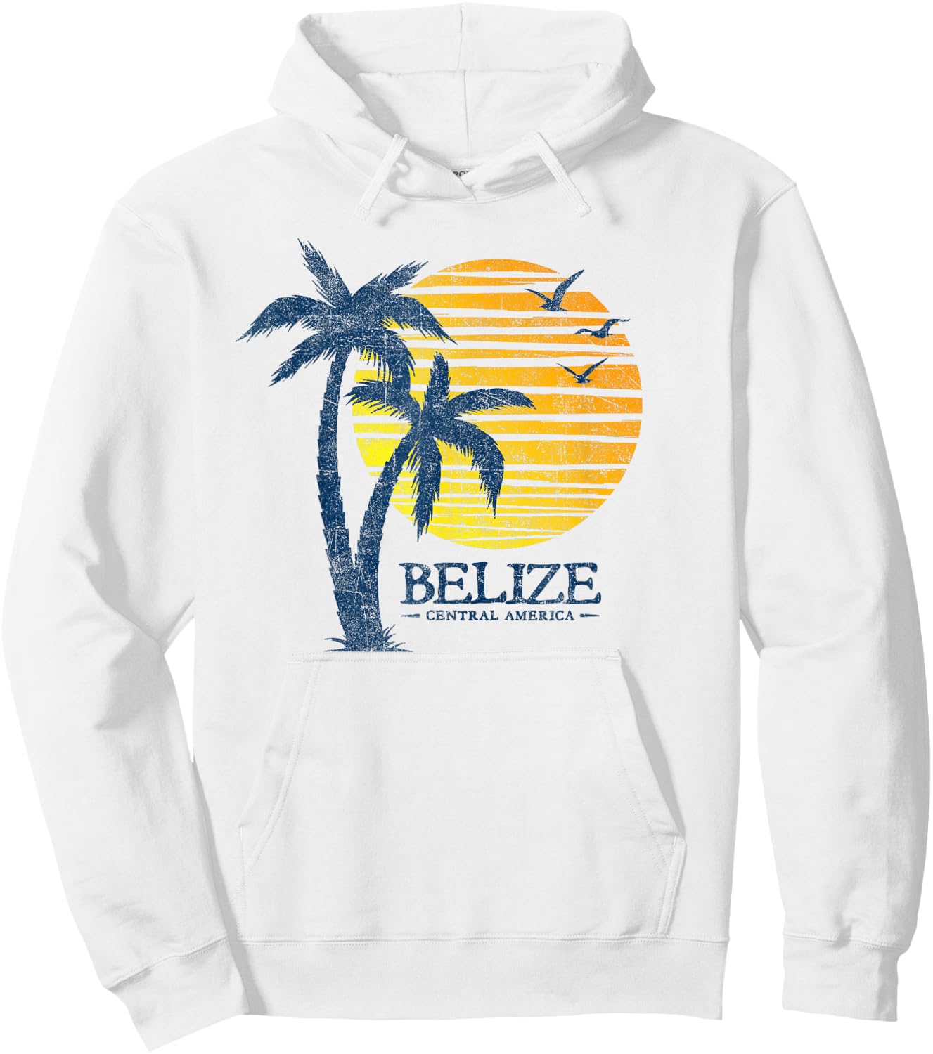 Retro Belize Souvenir Vintage Sunset Men Women Hoodie - Hoodie | White