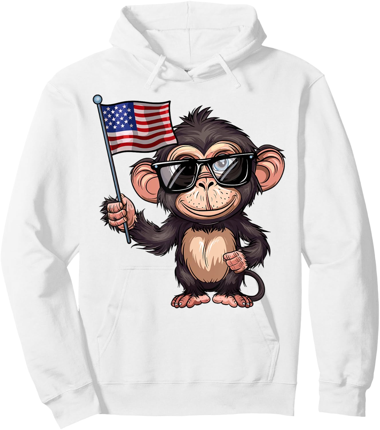 Monkey USA Flag - Funny Monkey Lovers 4th of July Hoodie - Hoodie | White